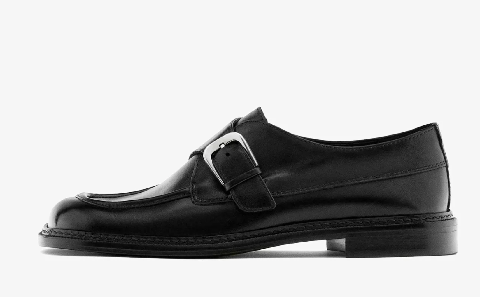 Massimo Dutti Leather Derby Shoes with Buckle