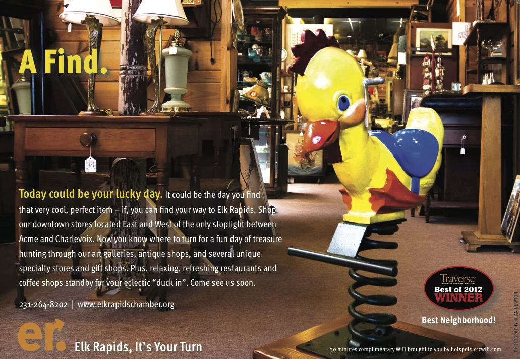 Magazine Ad Promoting Shopping in Elk Rapids