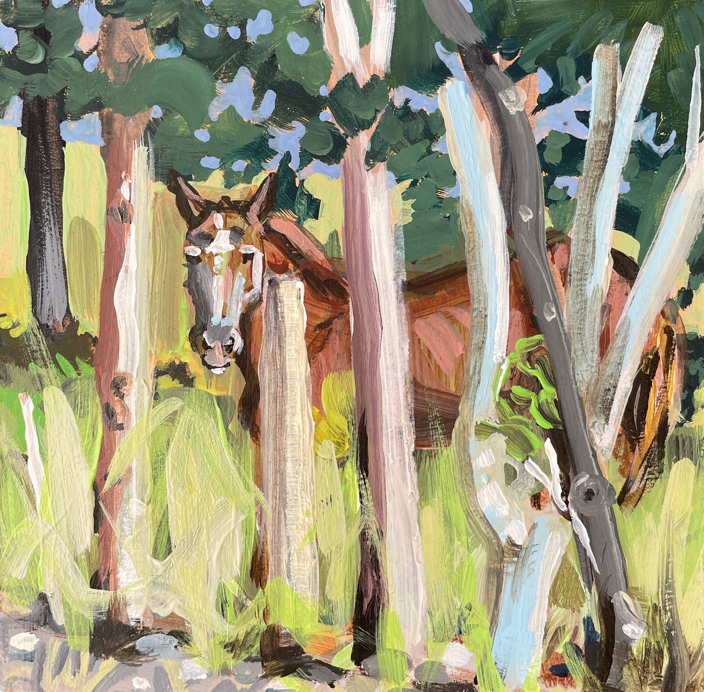WATCHING IN SPIRIT - 6"x6", Acrylic on Panel, $180F