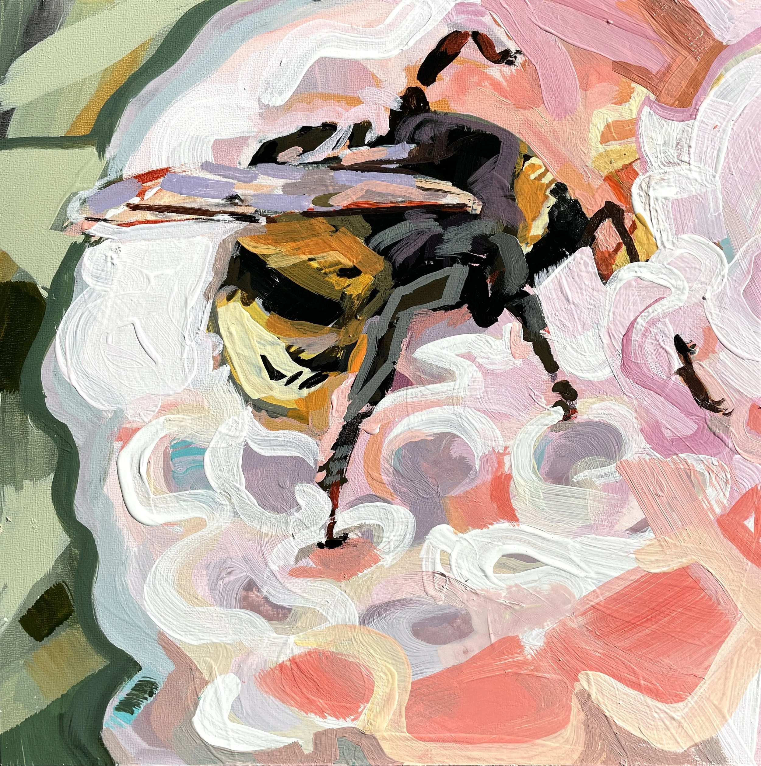 JOYFUL WORK - 8x8x1.5, acrylic on birch box, SOLD