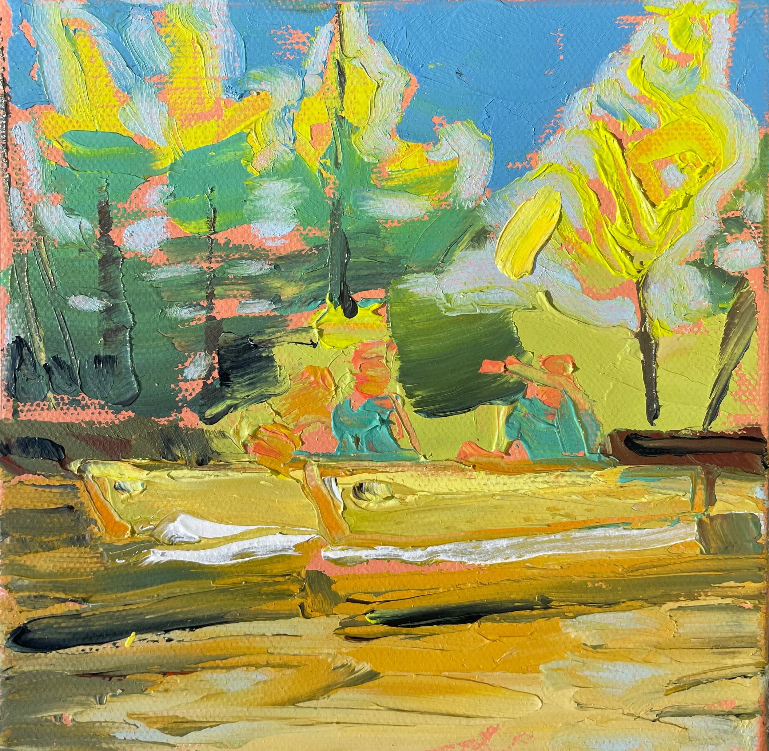 Golden- 6"x6"x1.5", oil on canvas, $150.