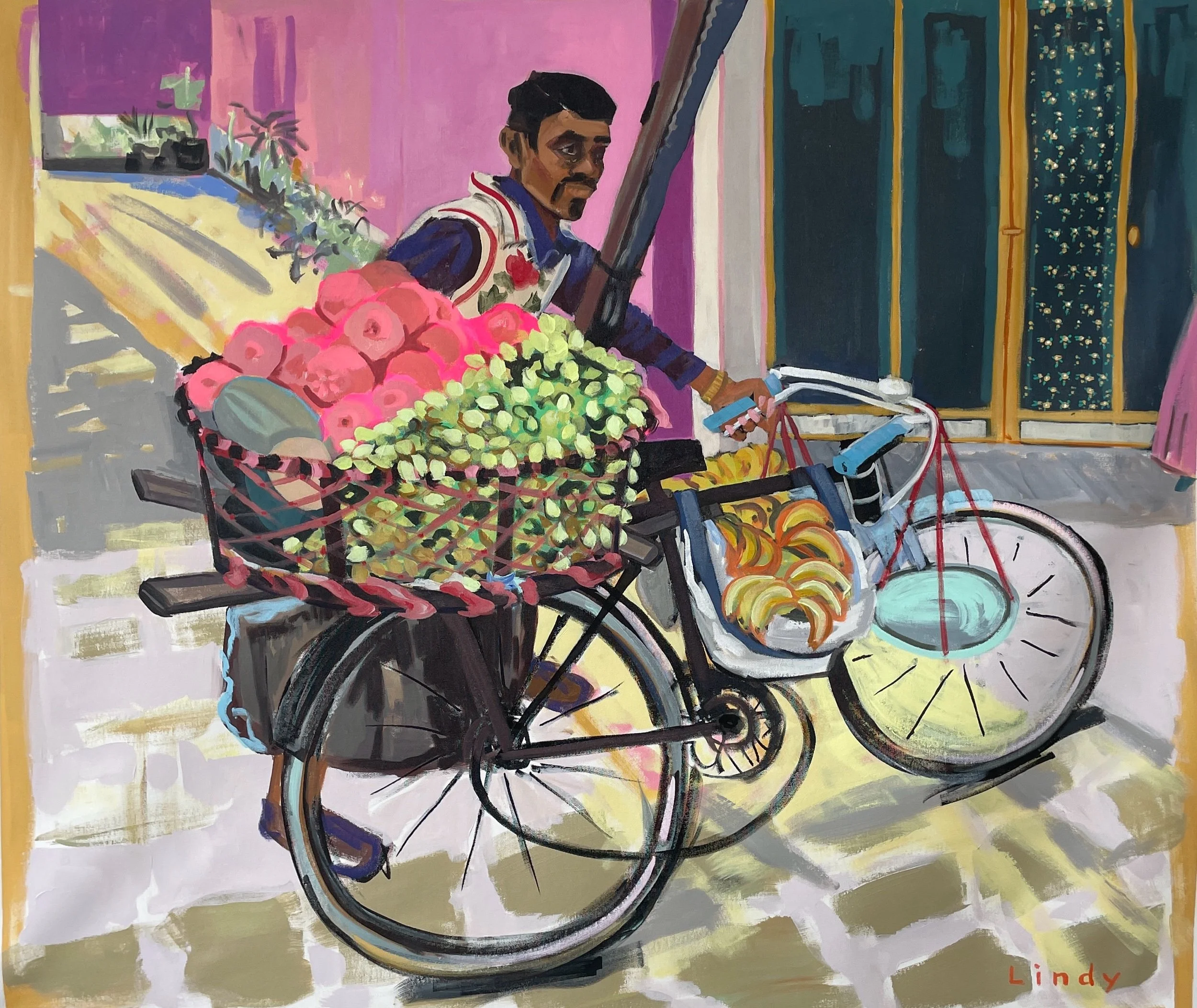 MY BASKET IS FULL-48”x 55”, acrylic on canvas, $3500.