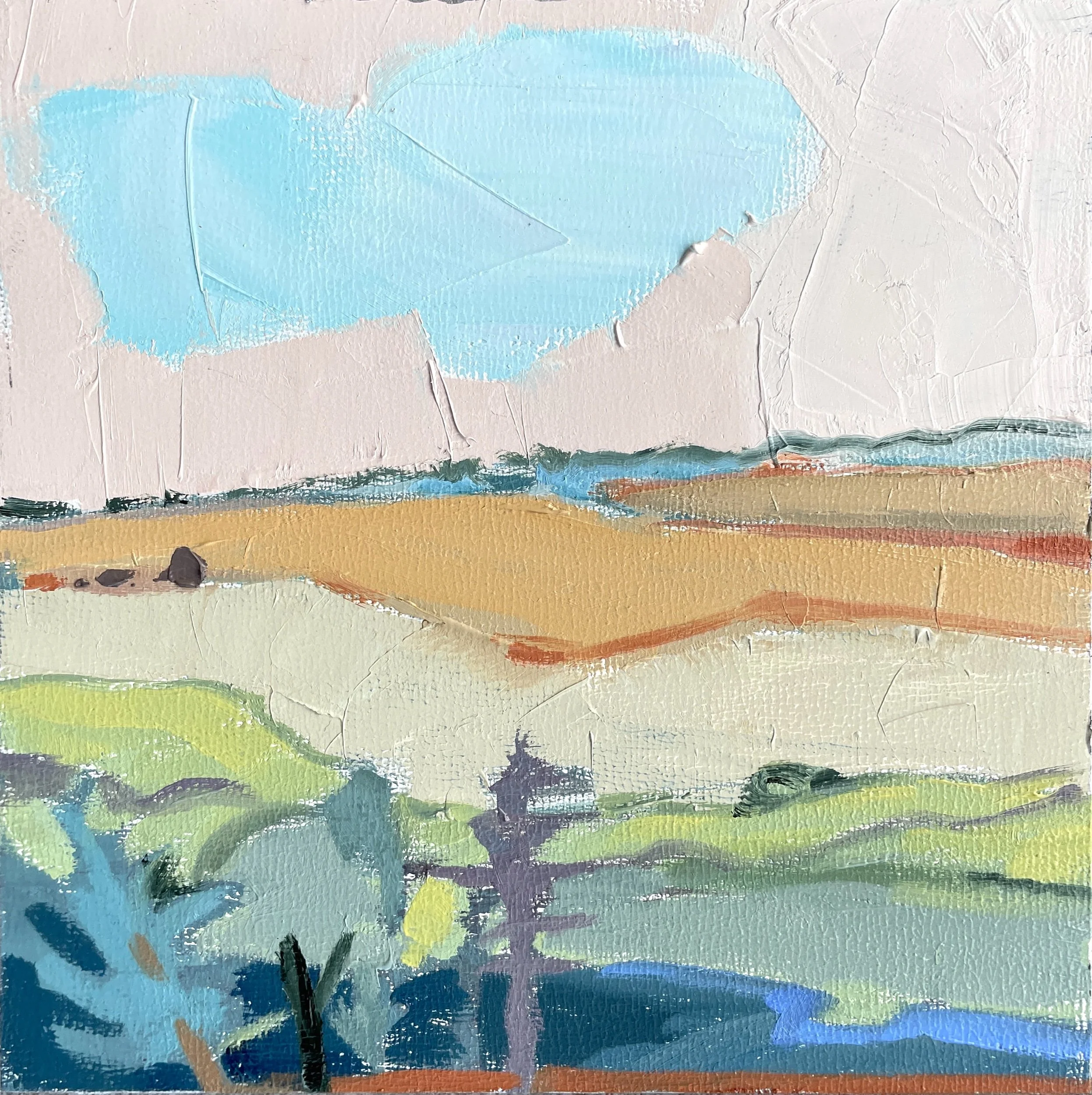 YUBA CREEK - 6”X 6”X 1/4”, oil on board, $150.