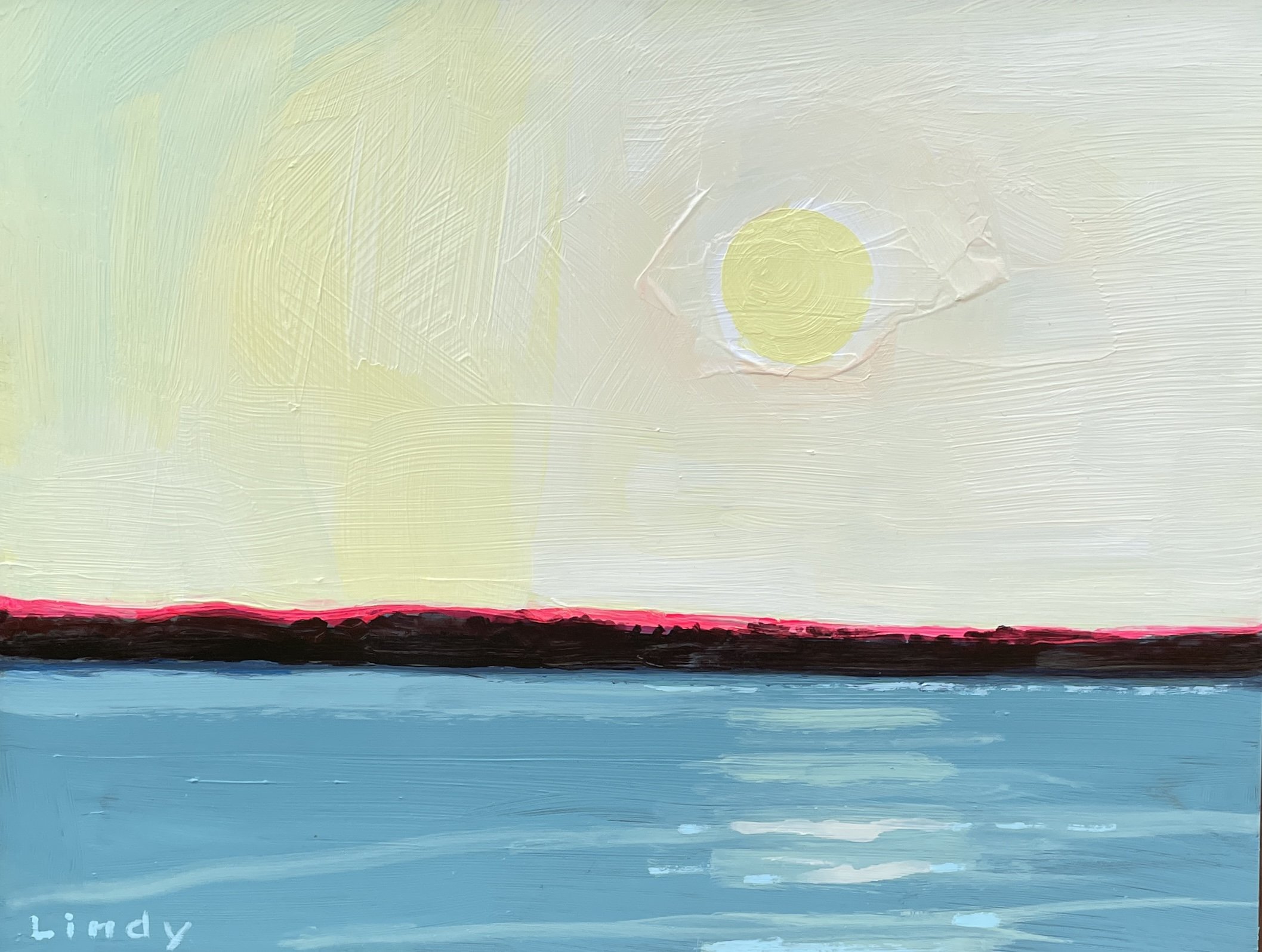 GOODNIGHT SWIM - 9x12, acrylic on aluminum panel, cherry frame, $400.F