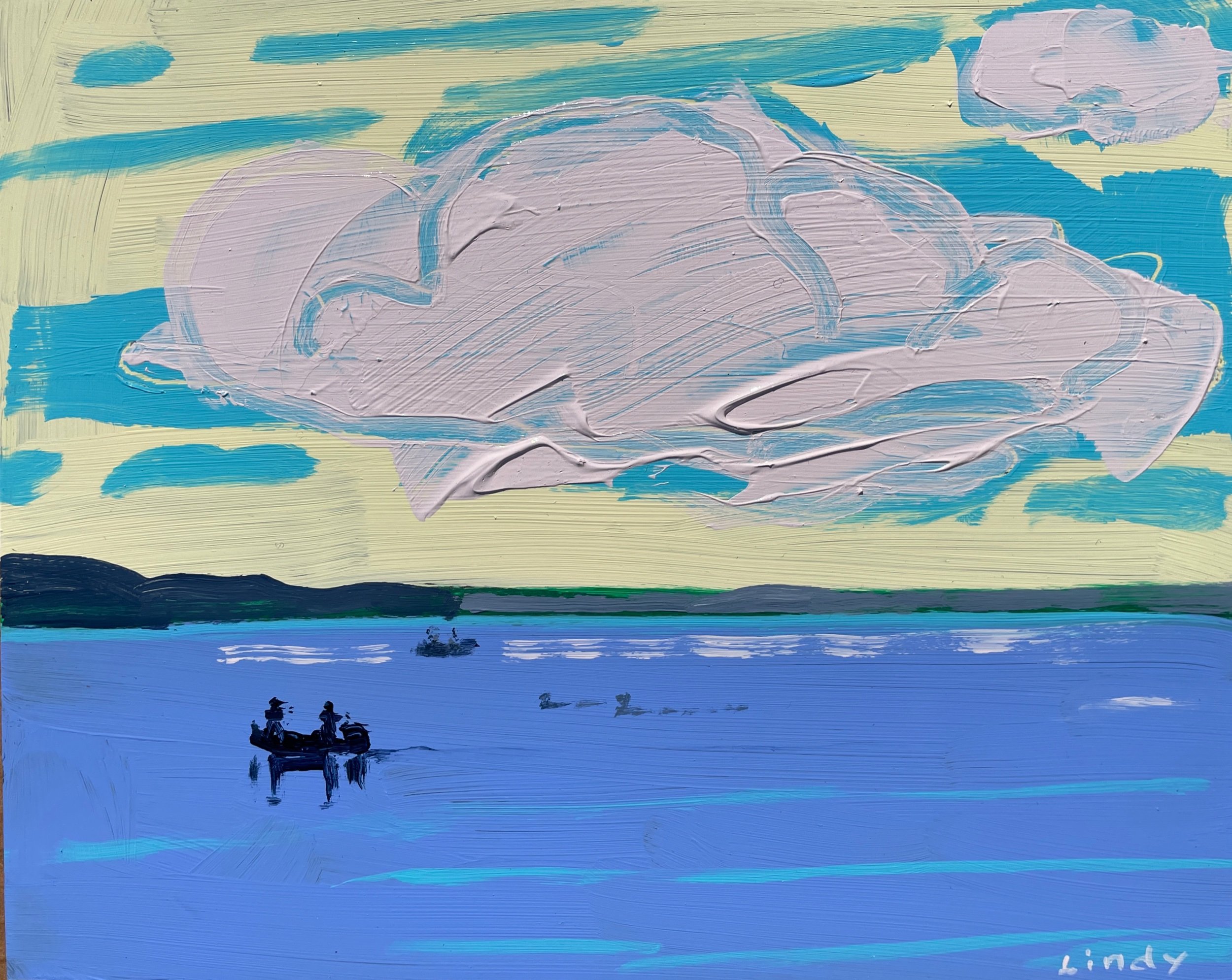 FISHING BUDDIES-8x10, acrylic on panel framed, $350F