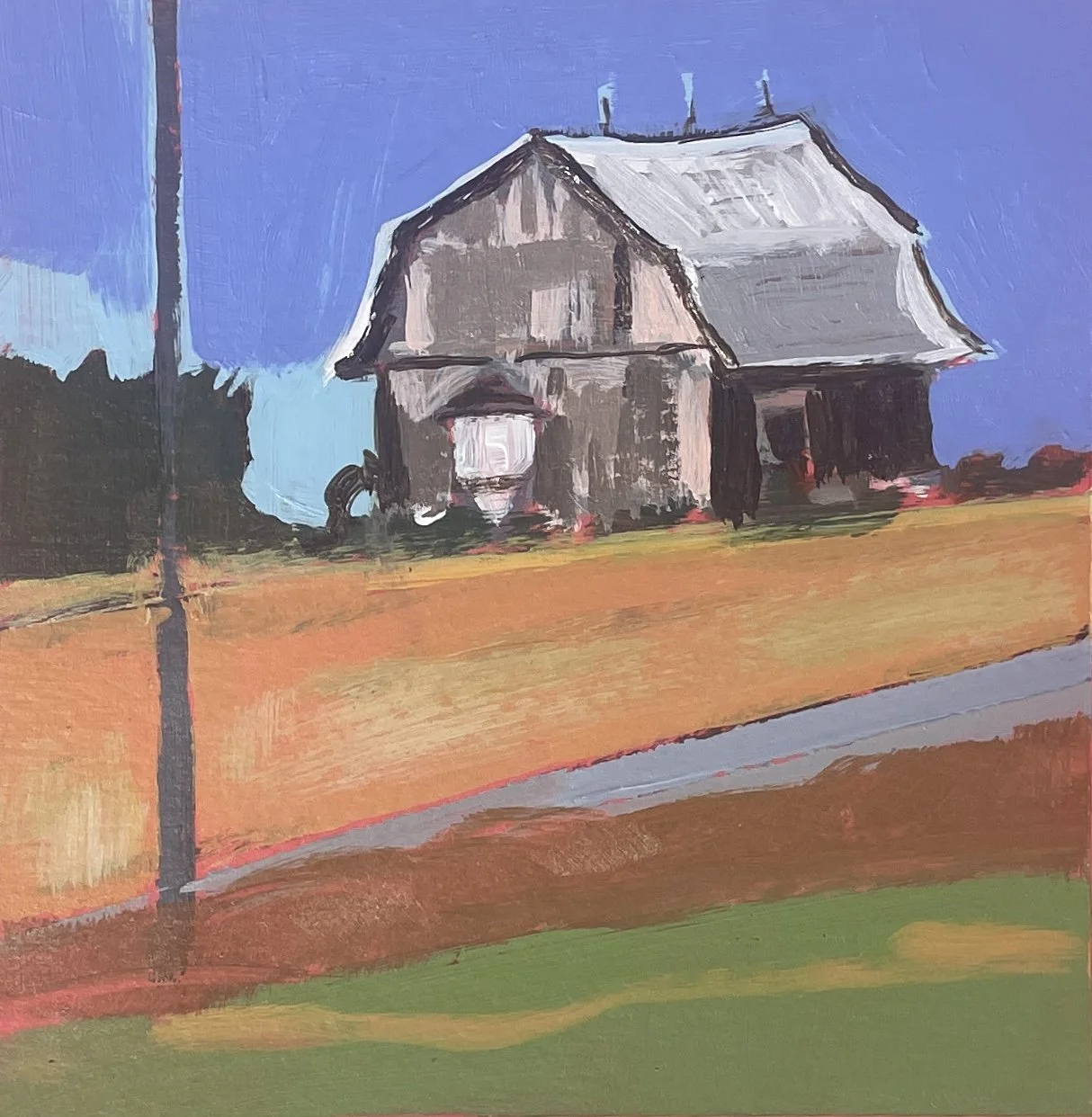 BATES BARN- 5x5, Acrylic on paper, $100.F