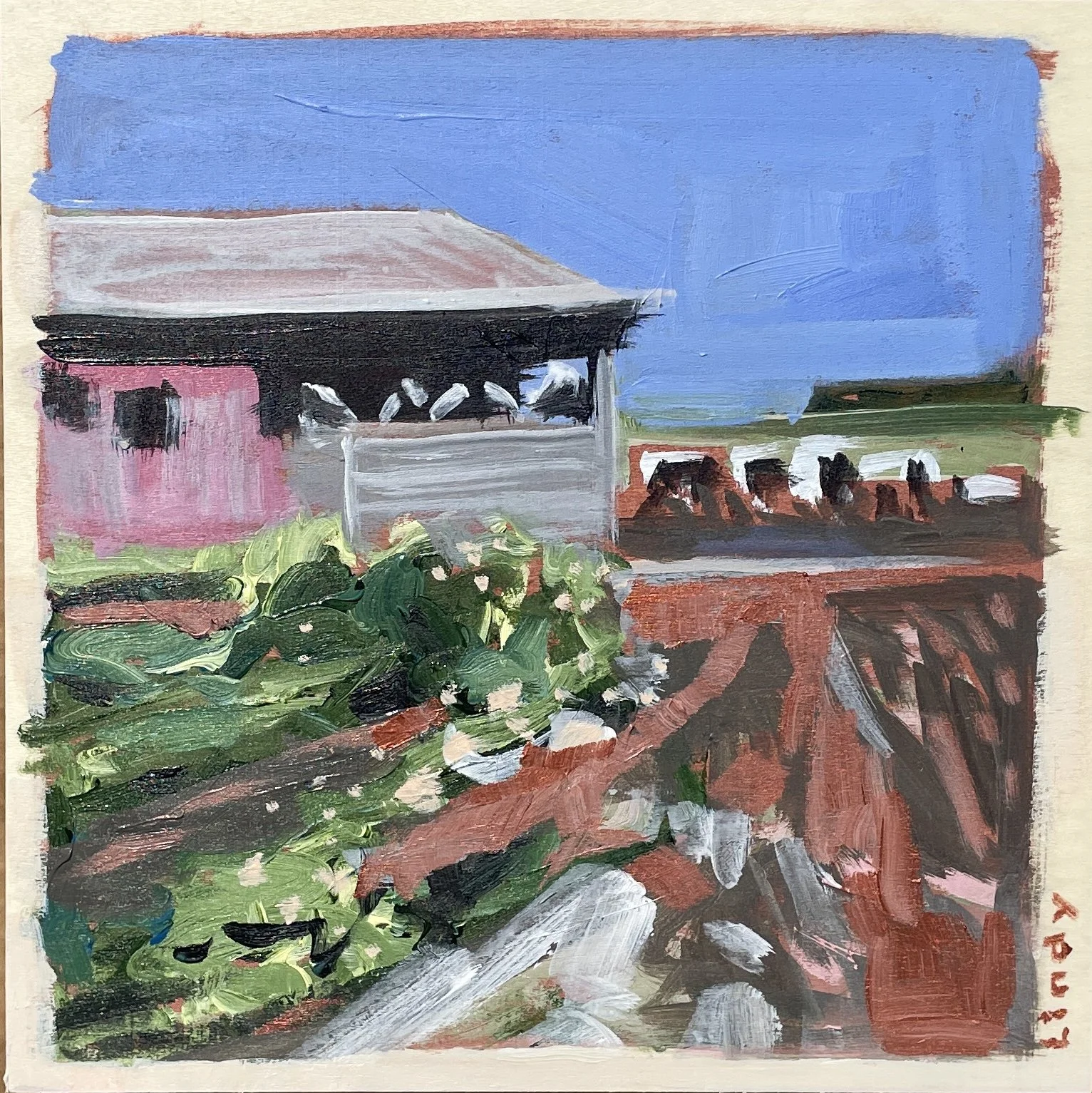 COW BARN - 10x10x .5, Acrylic on birch box, $220.