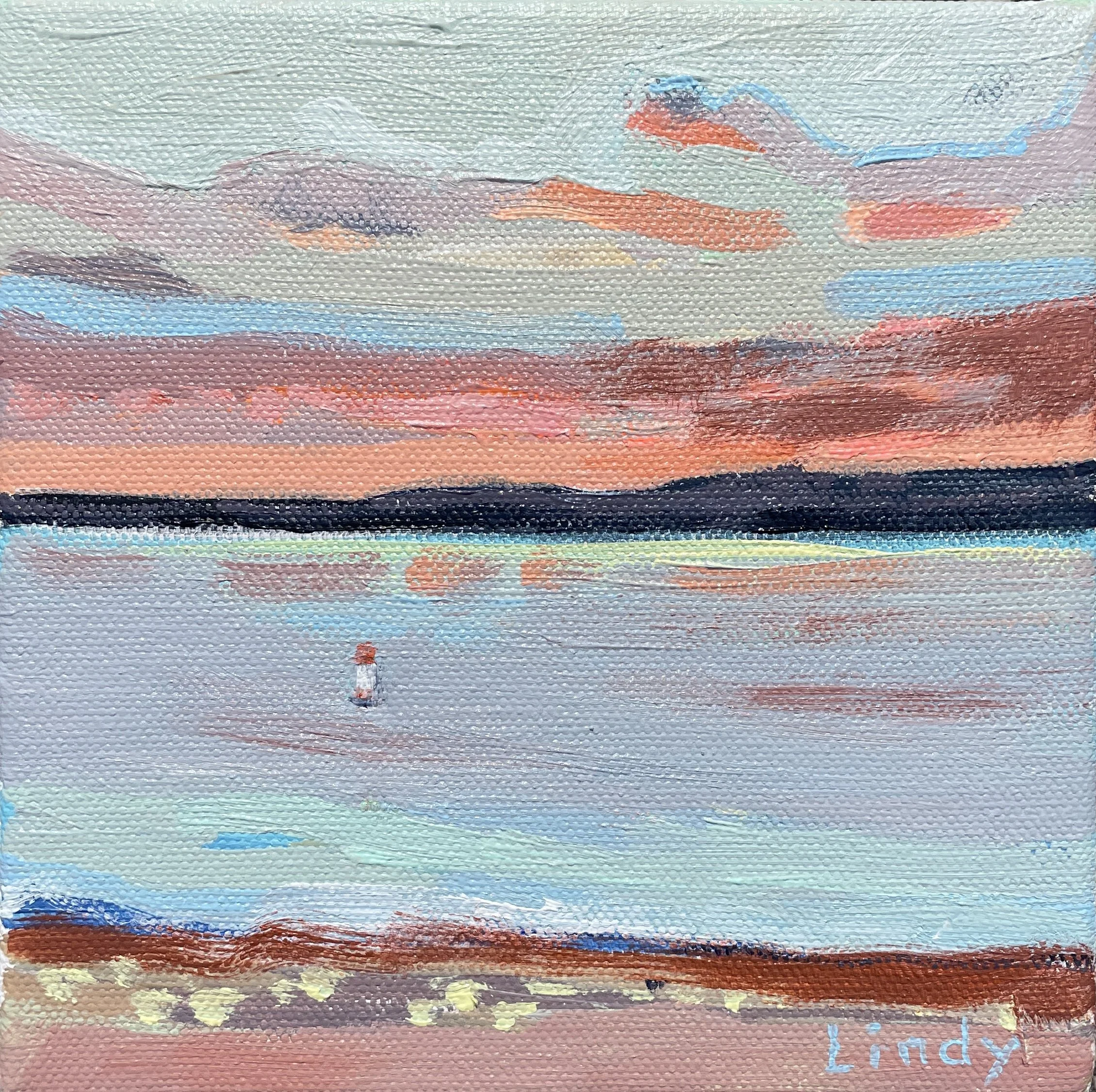 September Swim, 6x6x1.25, acrylic on canvas, $175.
