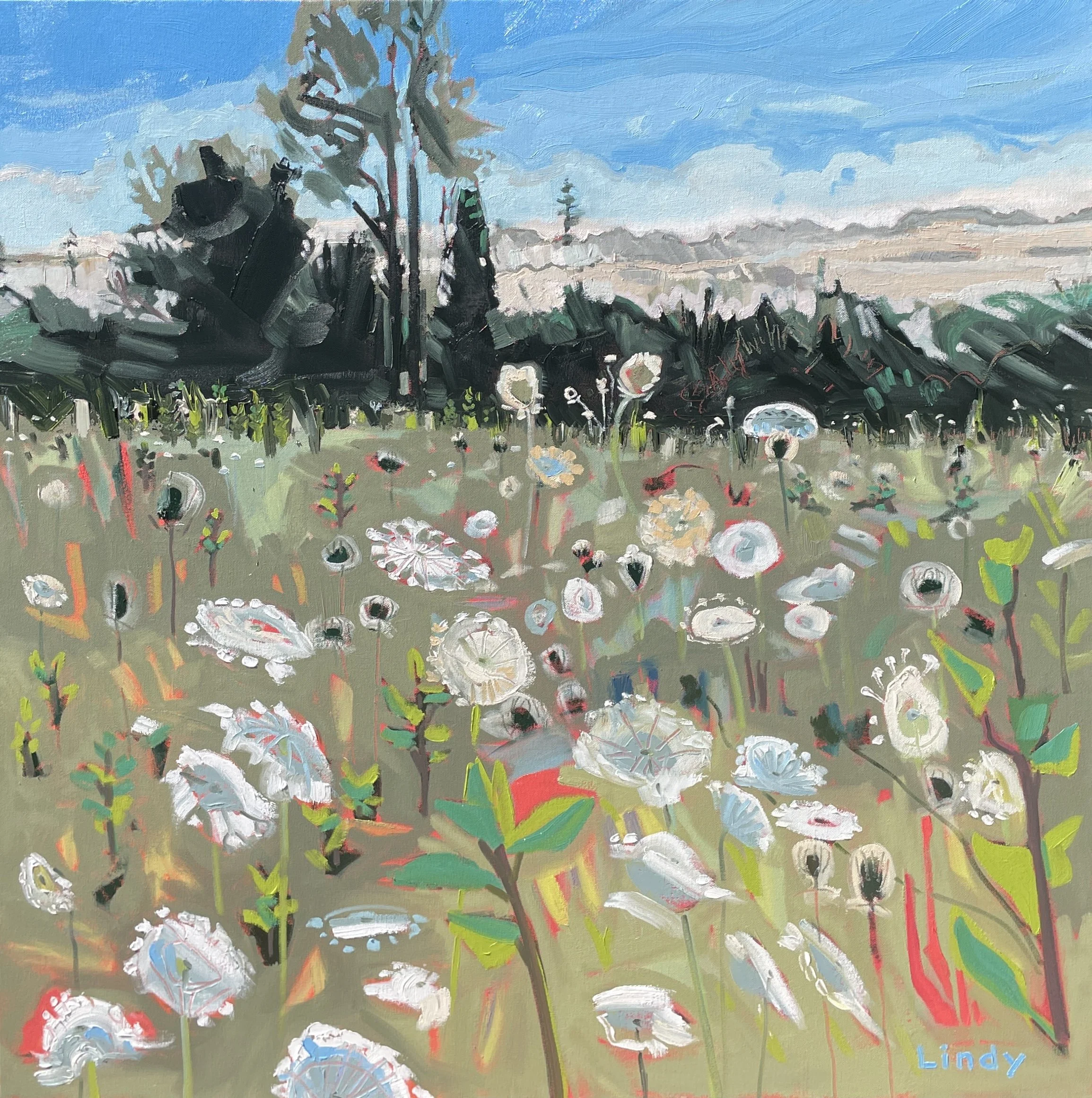 SLEEPING IN A MEADOW - 36X 36 X 1.25, oil on canvas, $2,000.