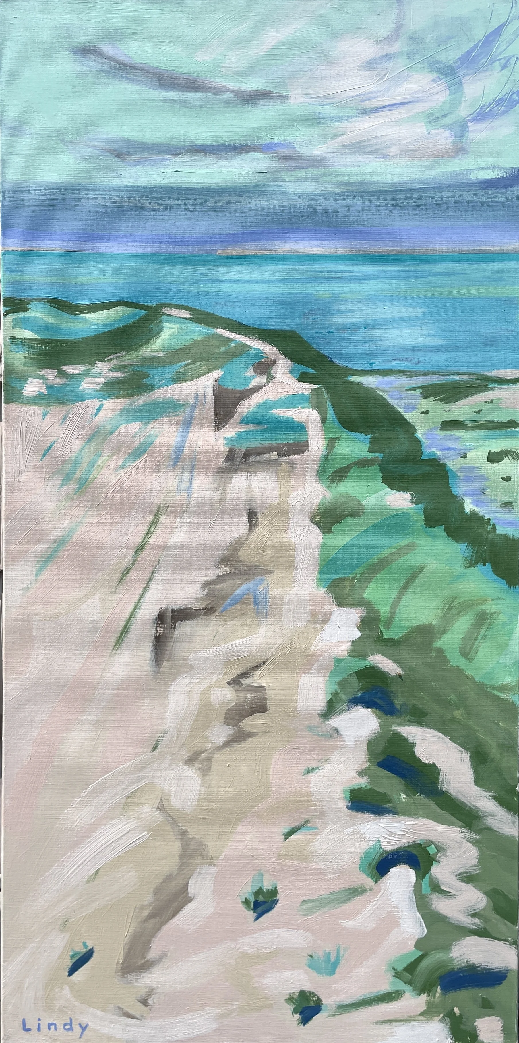 SLEEPING BEAR POINT - 48x24x1.25, acrylic on canvas - $1600.