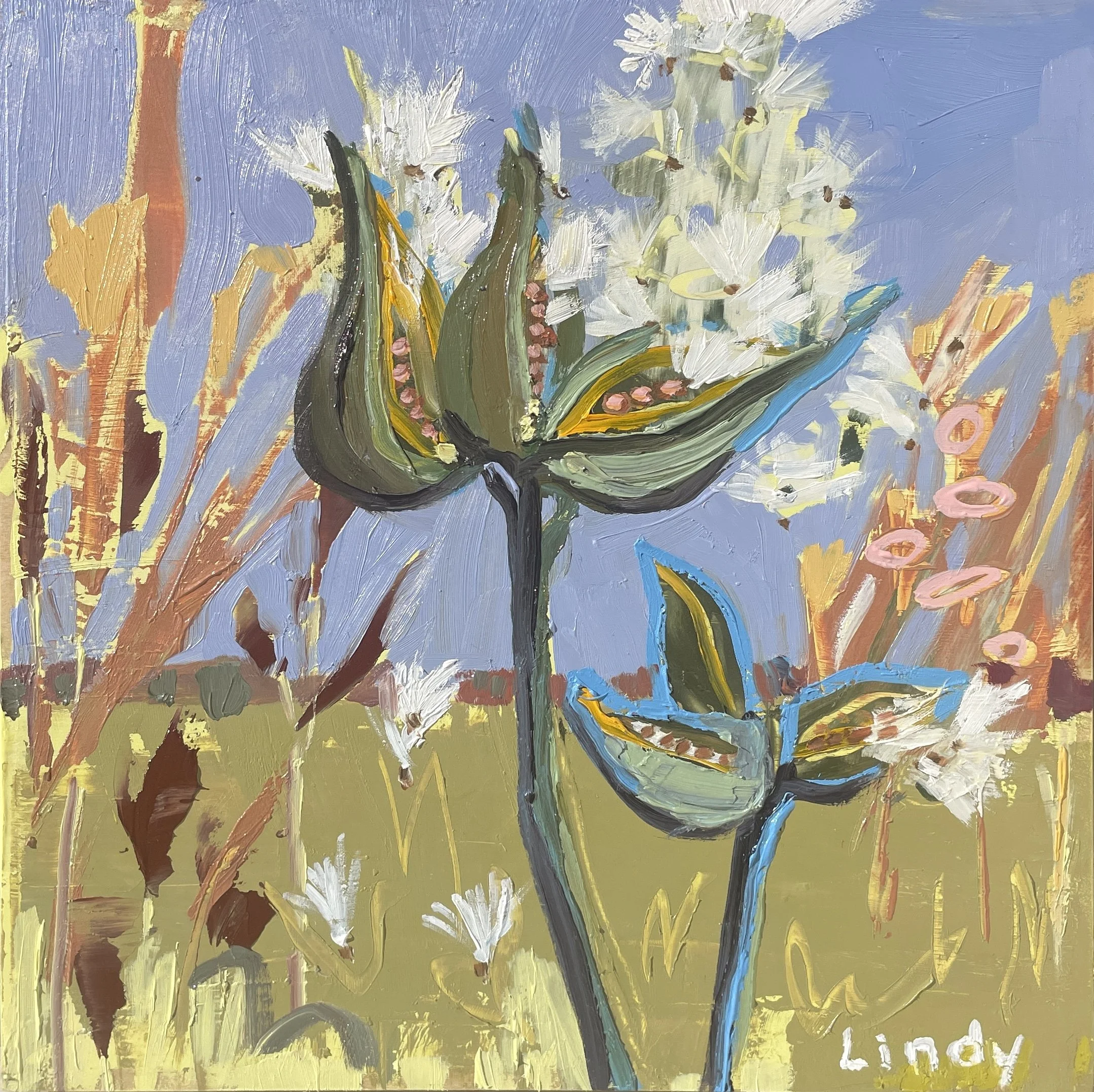 LETTING GO- 8×8×1.25, oil on birchbox, SOLD