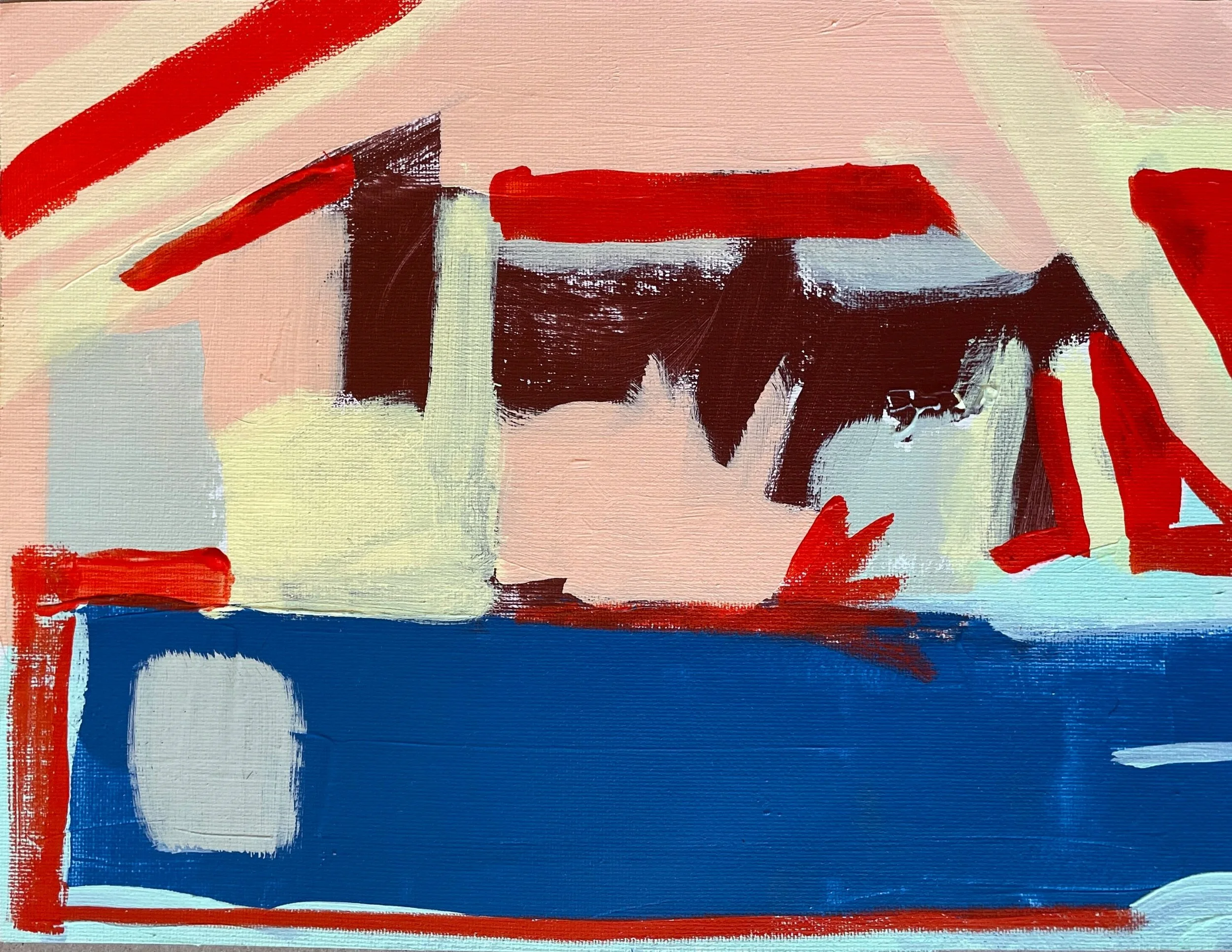 LAKE HOUSE- 9x12, acrylic on canvas sheet, $75.