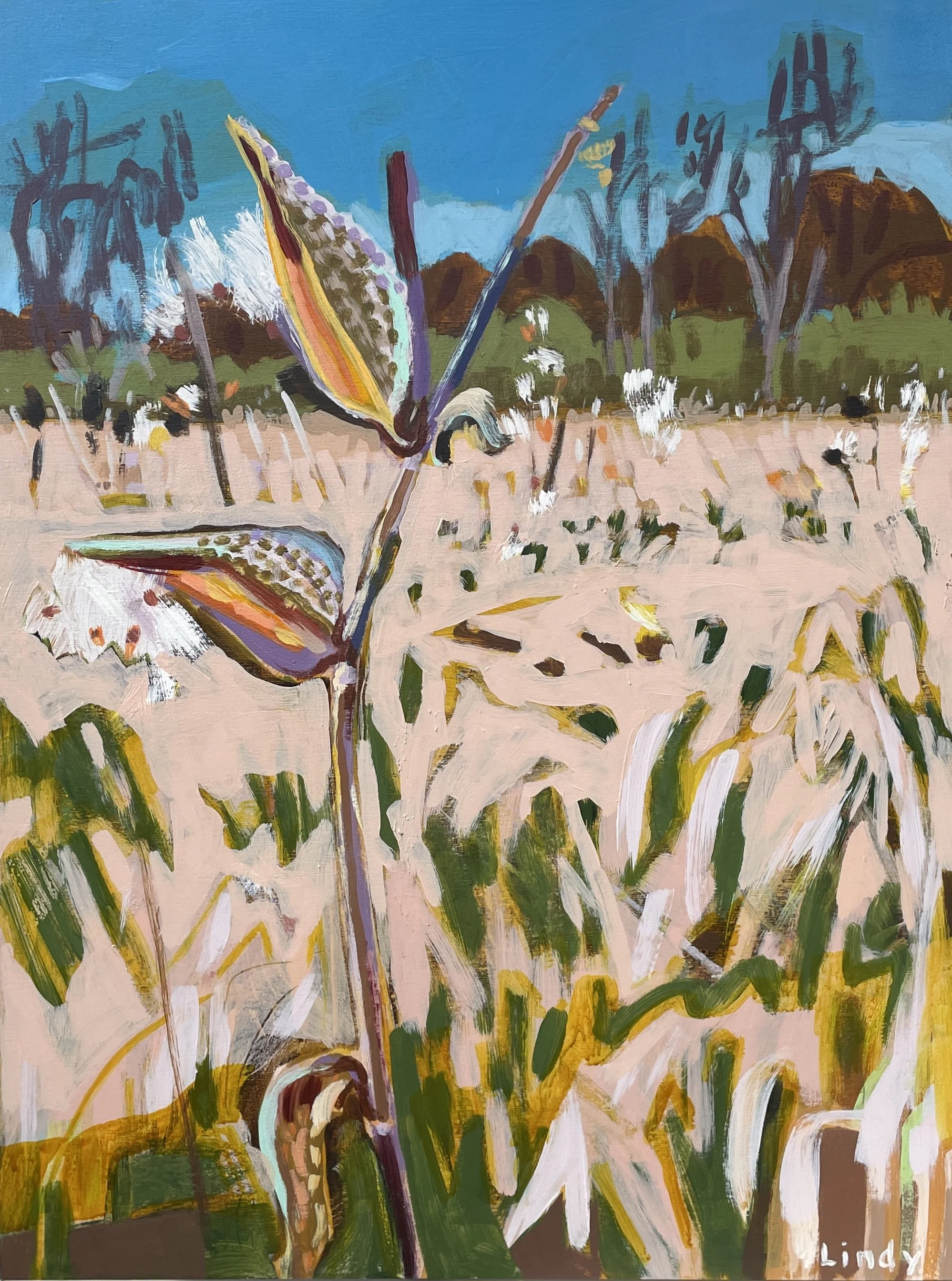 TWIN FLAMES 2 - 1/2 of diptych, 24x18x1.5, acrylic on birchbox. ($1,200 for the two)