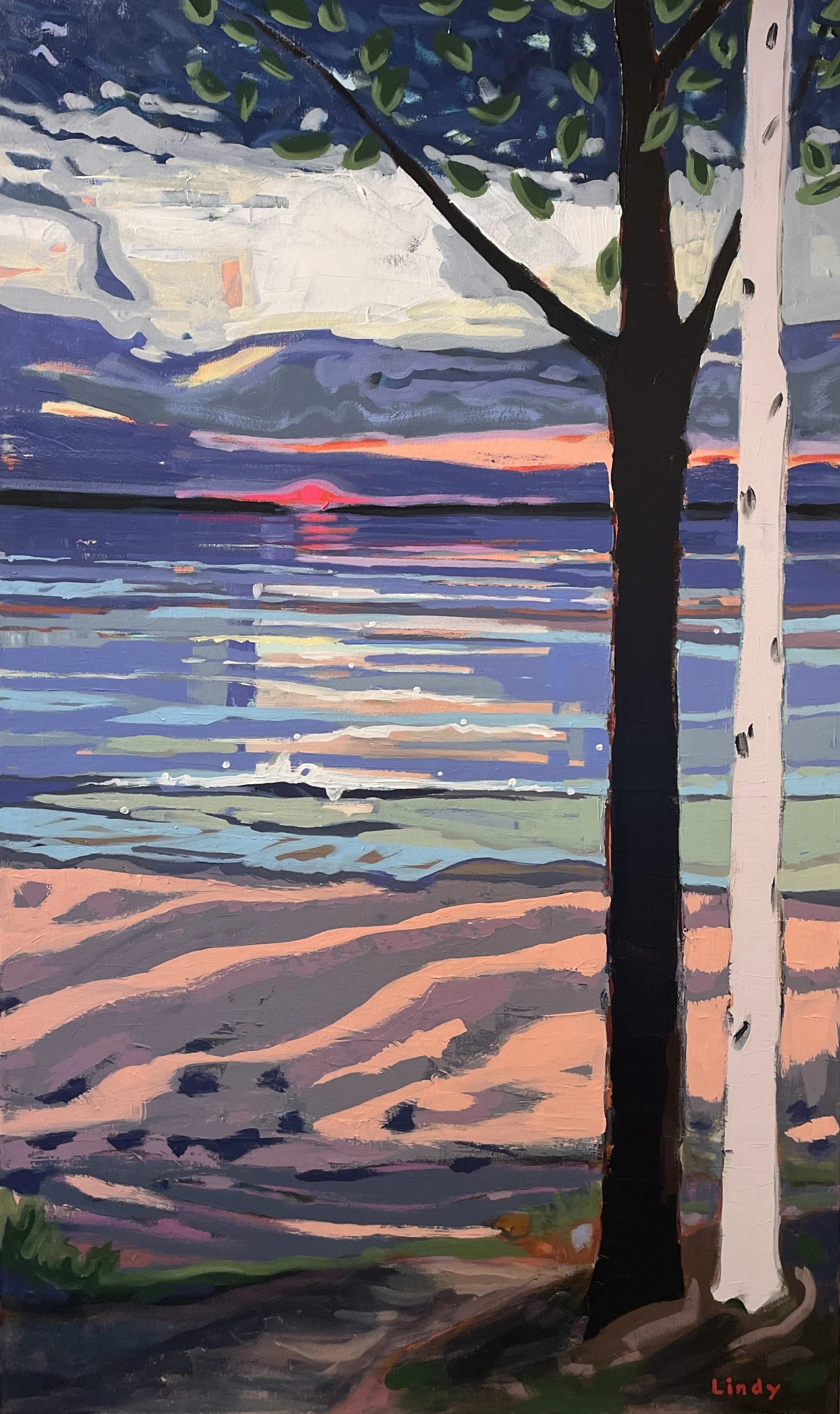 LAKESHORE DRIVE SUNSET - 72"x36"x1.25", acrylic on canvas, SOLD