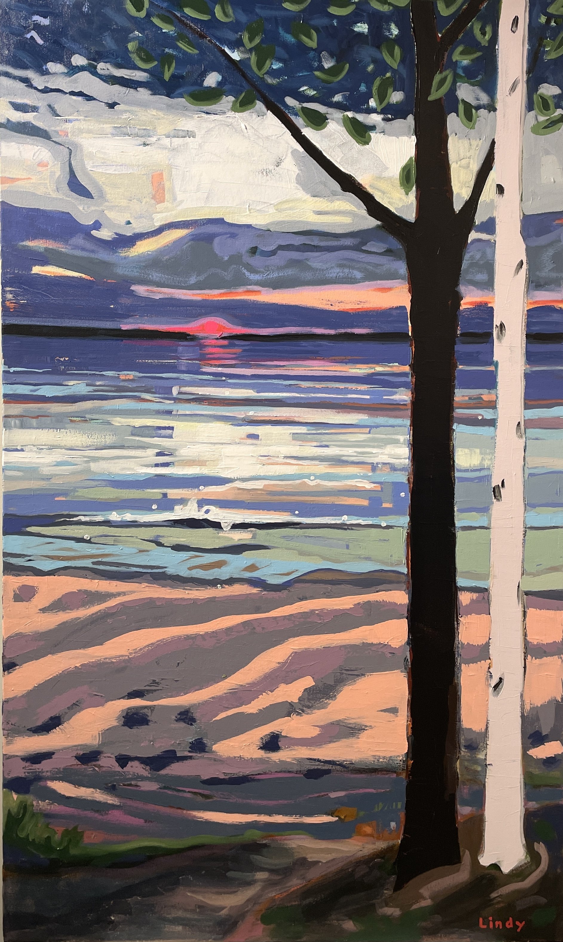 LAKESHORE DRIVE SUNSET - 72"x36"x1.25", acrylic on canvas, SOLD