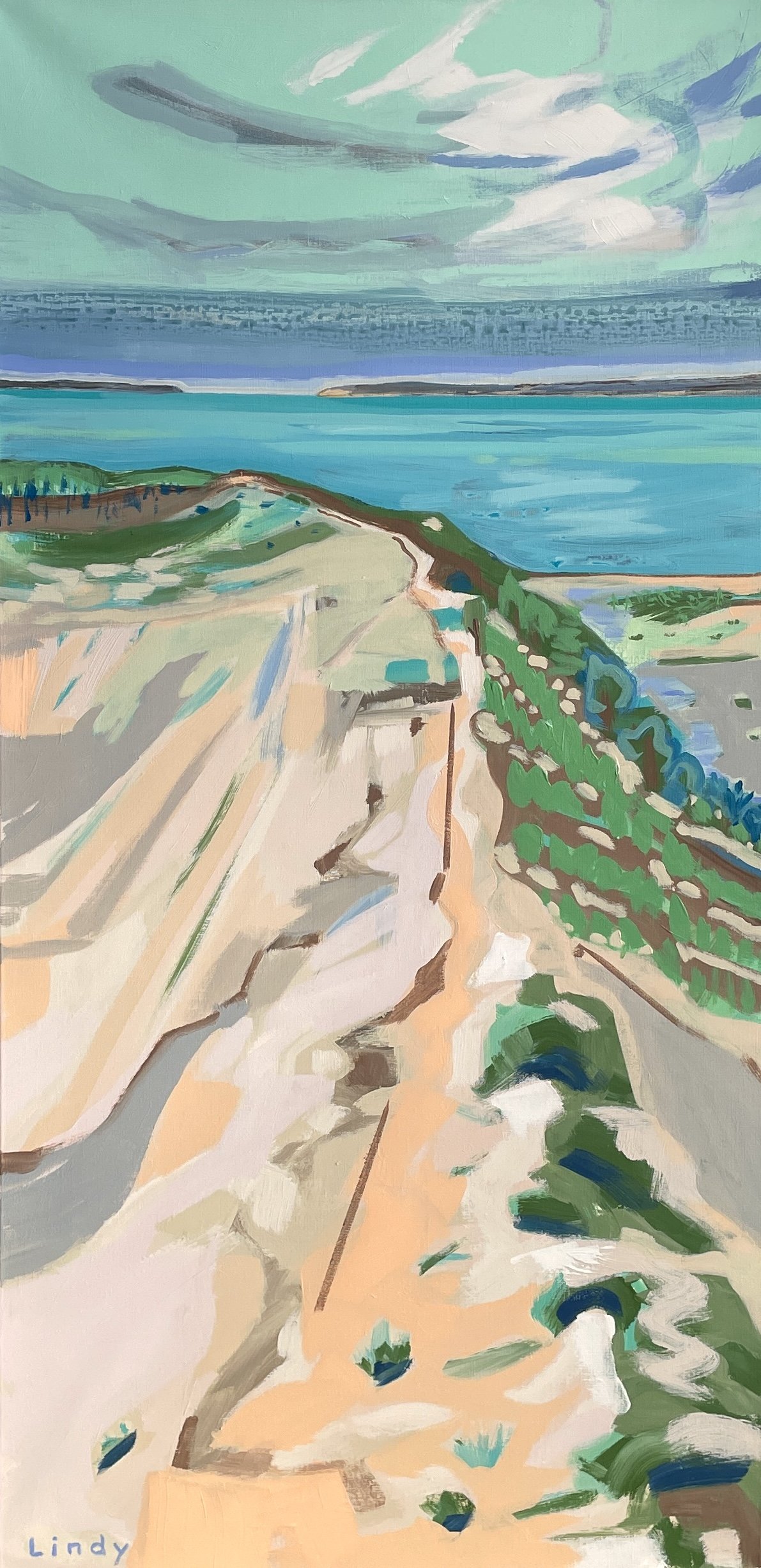 SLEEPING BEAR POINT - 48x24x1.25, acrylic on canvas - $1600.