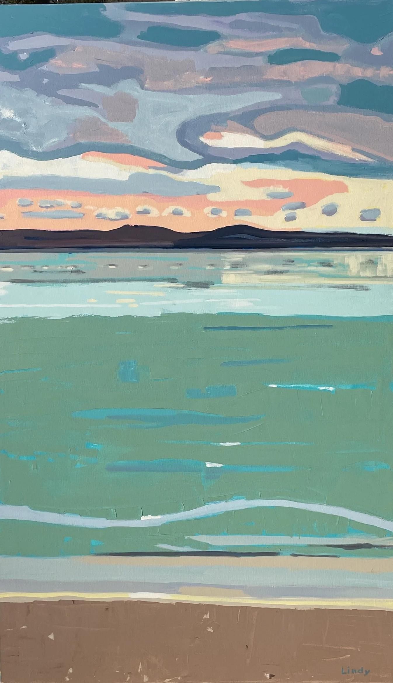 EVENING ON LAKE LEELANAU - 72X36X125, acrylic on canvas, $3,250.