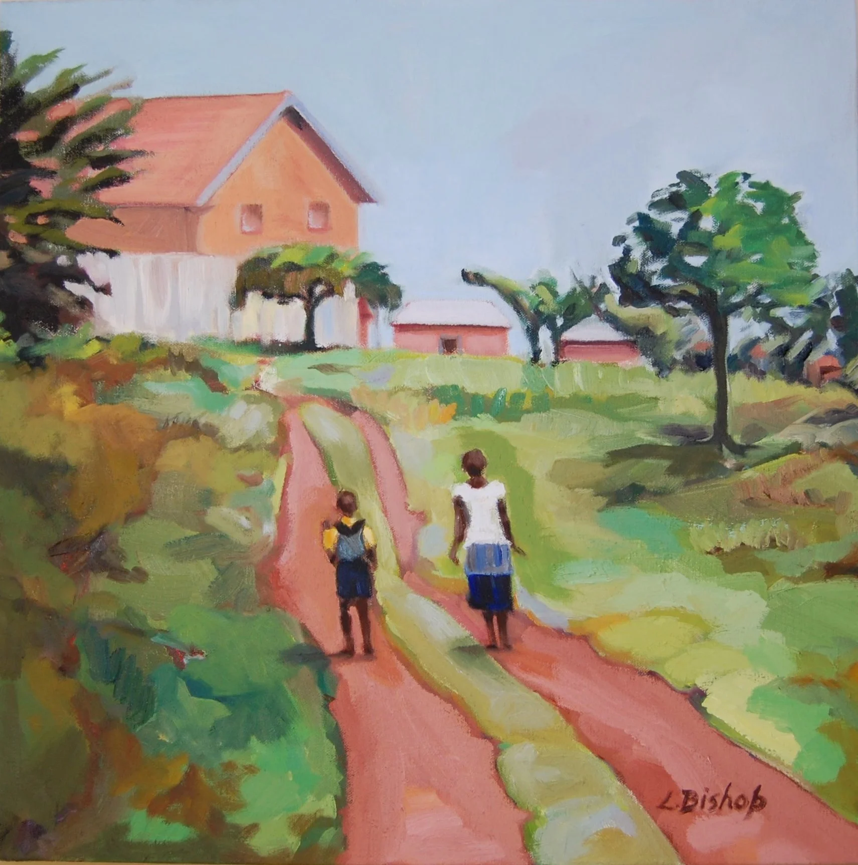 WALKING HOME FROM SCHOOL - 24" x 23", oil on canvas, SOLD