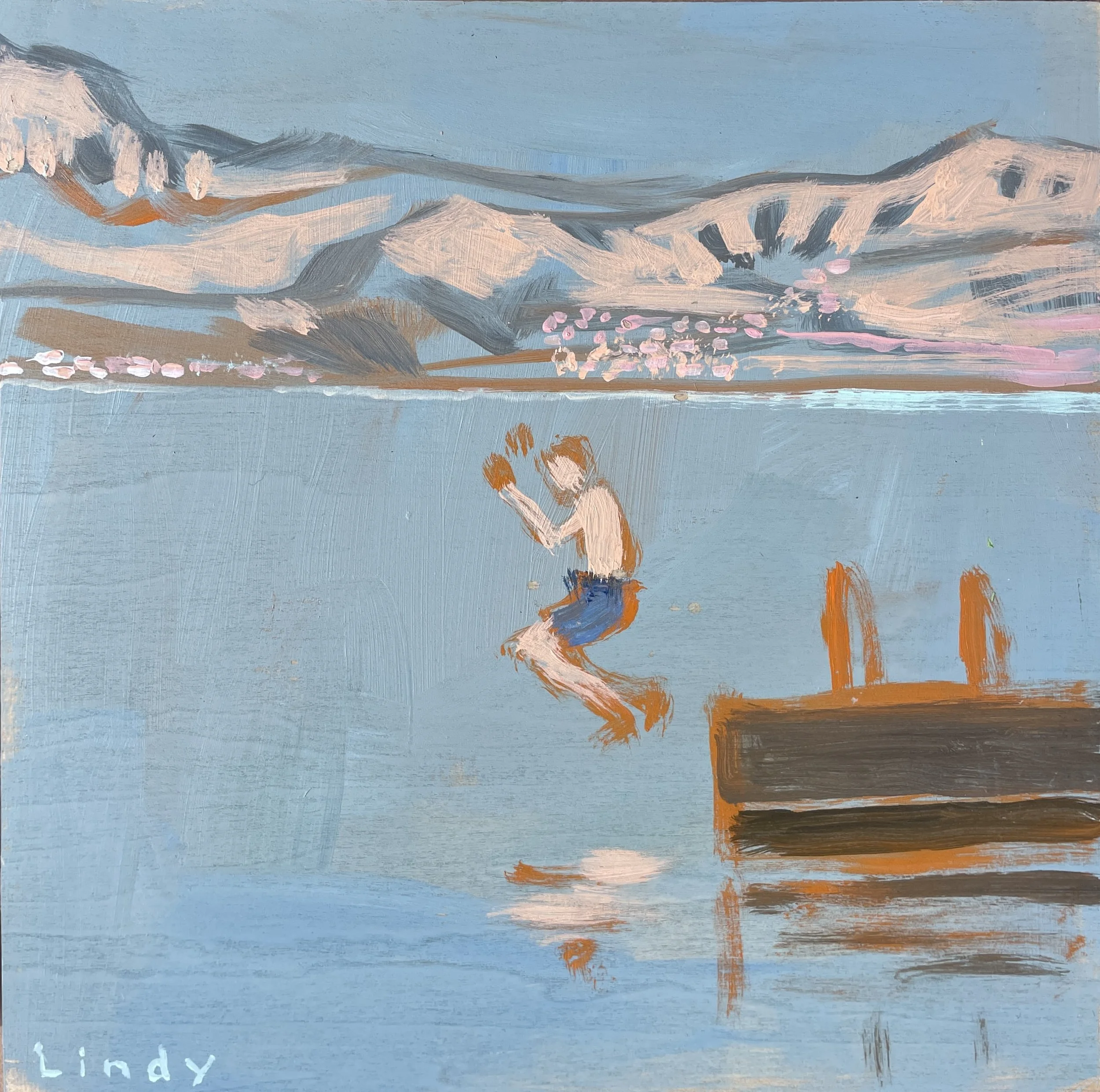 BOBOVIŠĆA RAFT- 6"x6", acrylic on gesso board, $175.