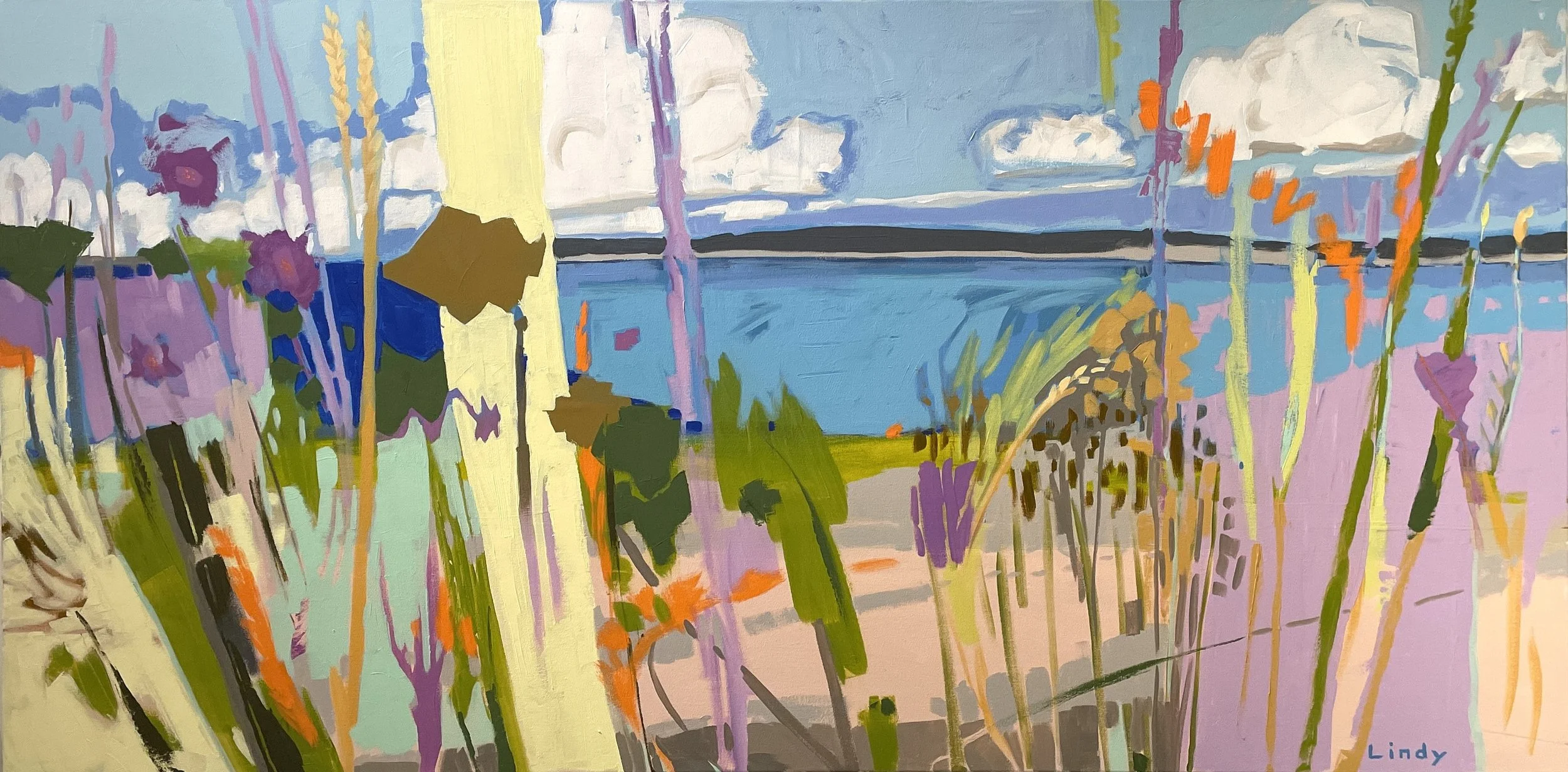 BEACH FORT 3- 36"x72"x1.25", acrylic on canvas, $3,500.