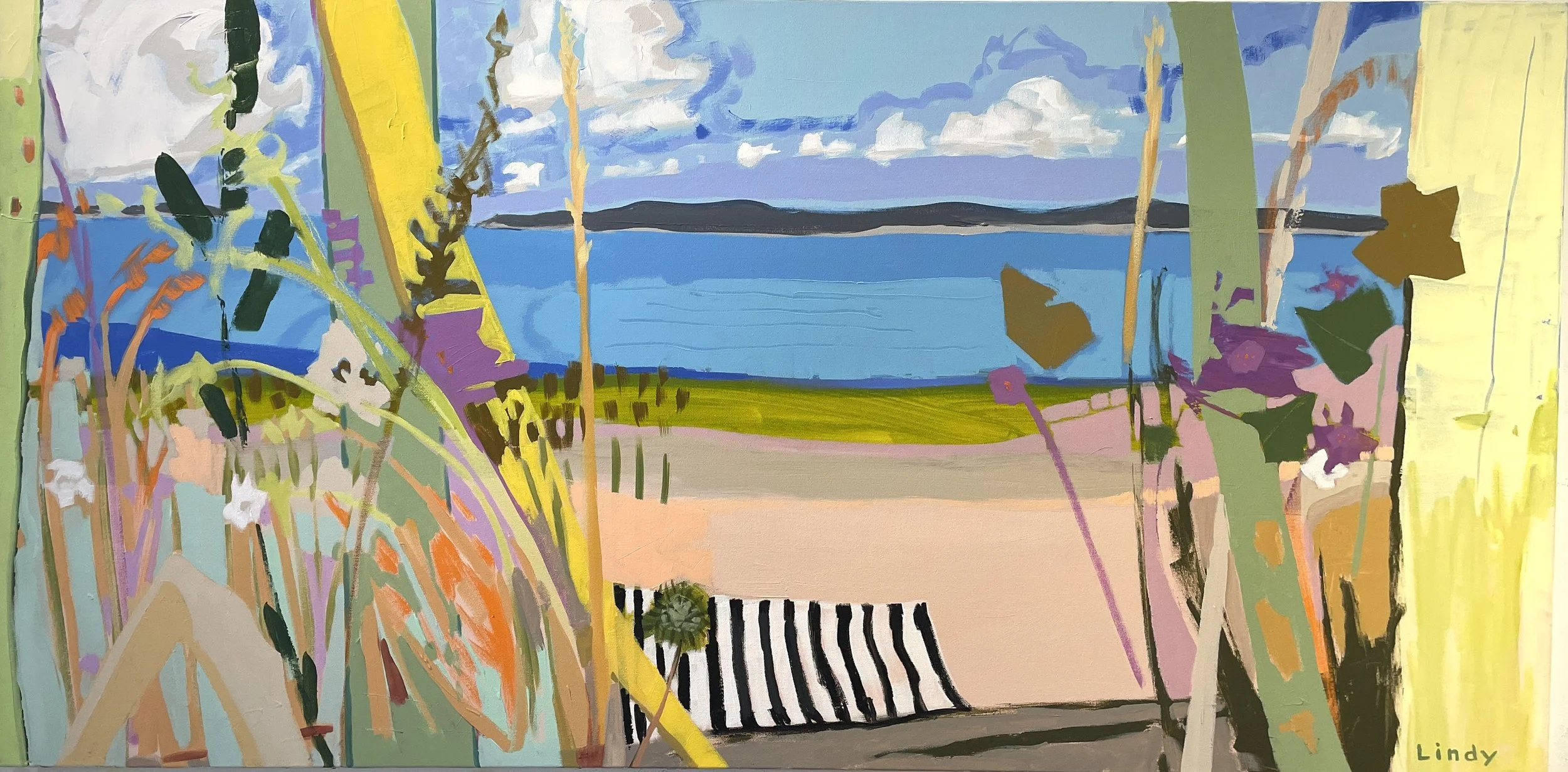 BEACH FORT 2 - 36"x72"x1.25", acrylic on canvas, $3,500.