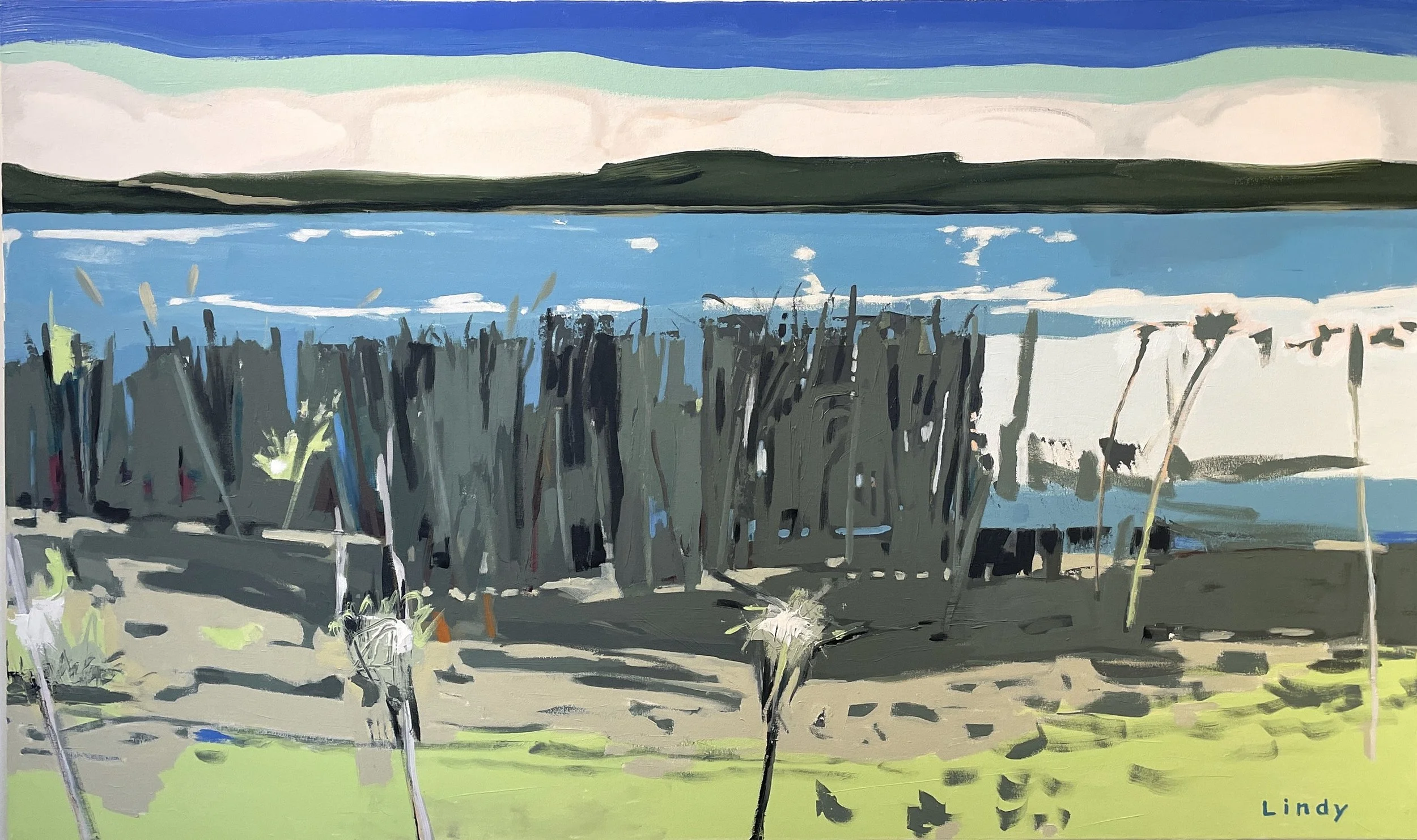 GRASSES AT MAPLE BAY BEACH 2 - 36X60X1.25, acrylic on canvas, $3,000.