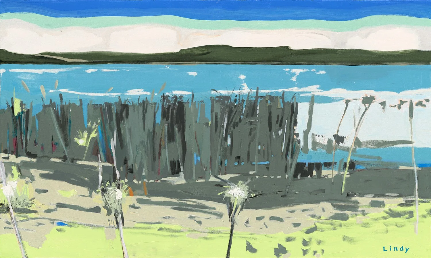 GRASSES AT MAPLE BAY BEACH 2 - 36X60X1.25, acrylic on canvas, $3,000.