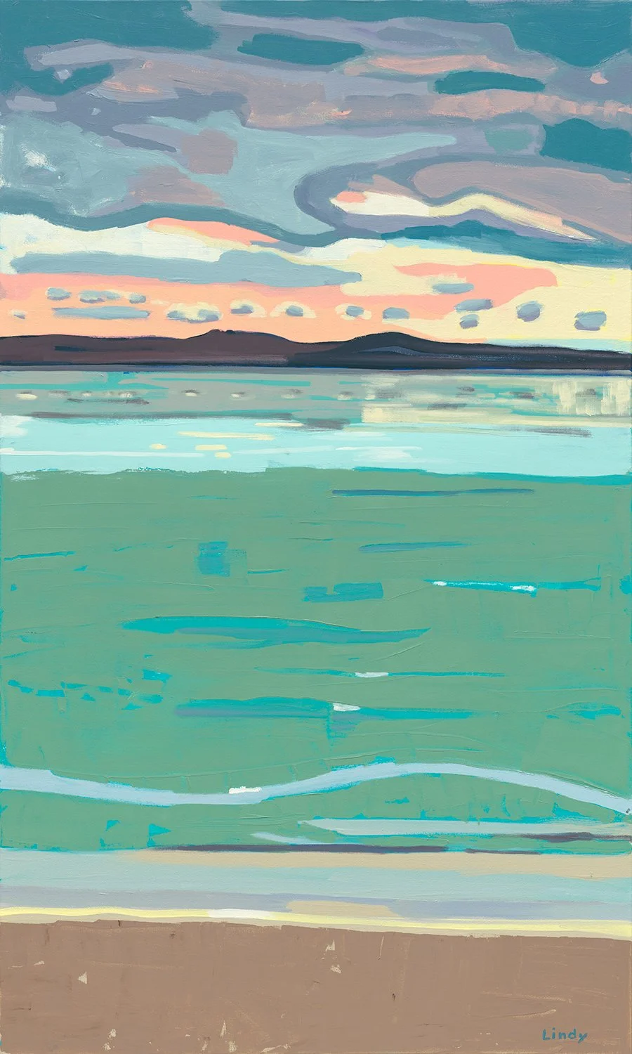 EVENING ON LAKE LEELANAU - 72X36X125, acrylic on canvas, $3,200.