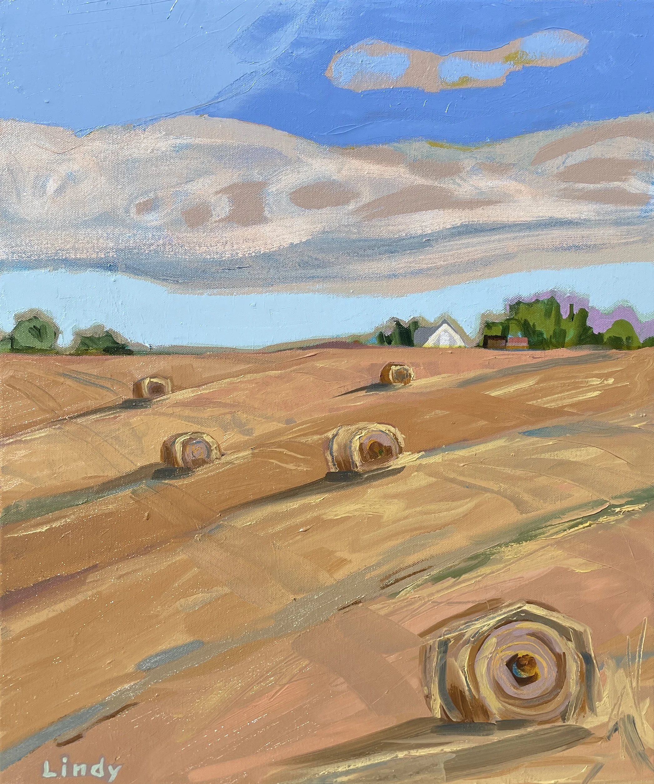 MORNING HAY BALES - 30X20X1.5, acrylic on canvas, $800.