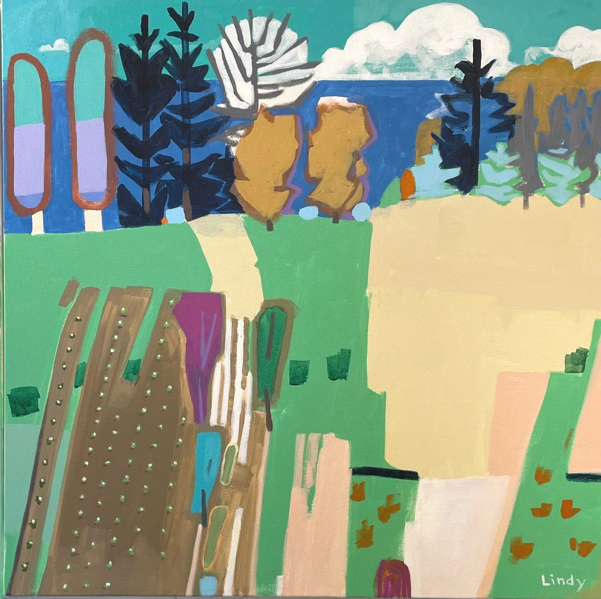 MEET ME UP NORTH 2 - 36x36x1.5, acrylic on canvas, $2,100.