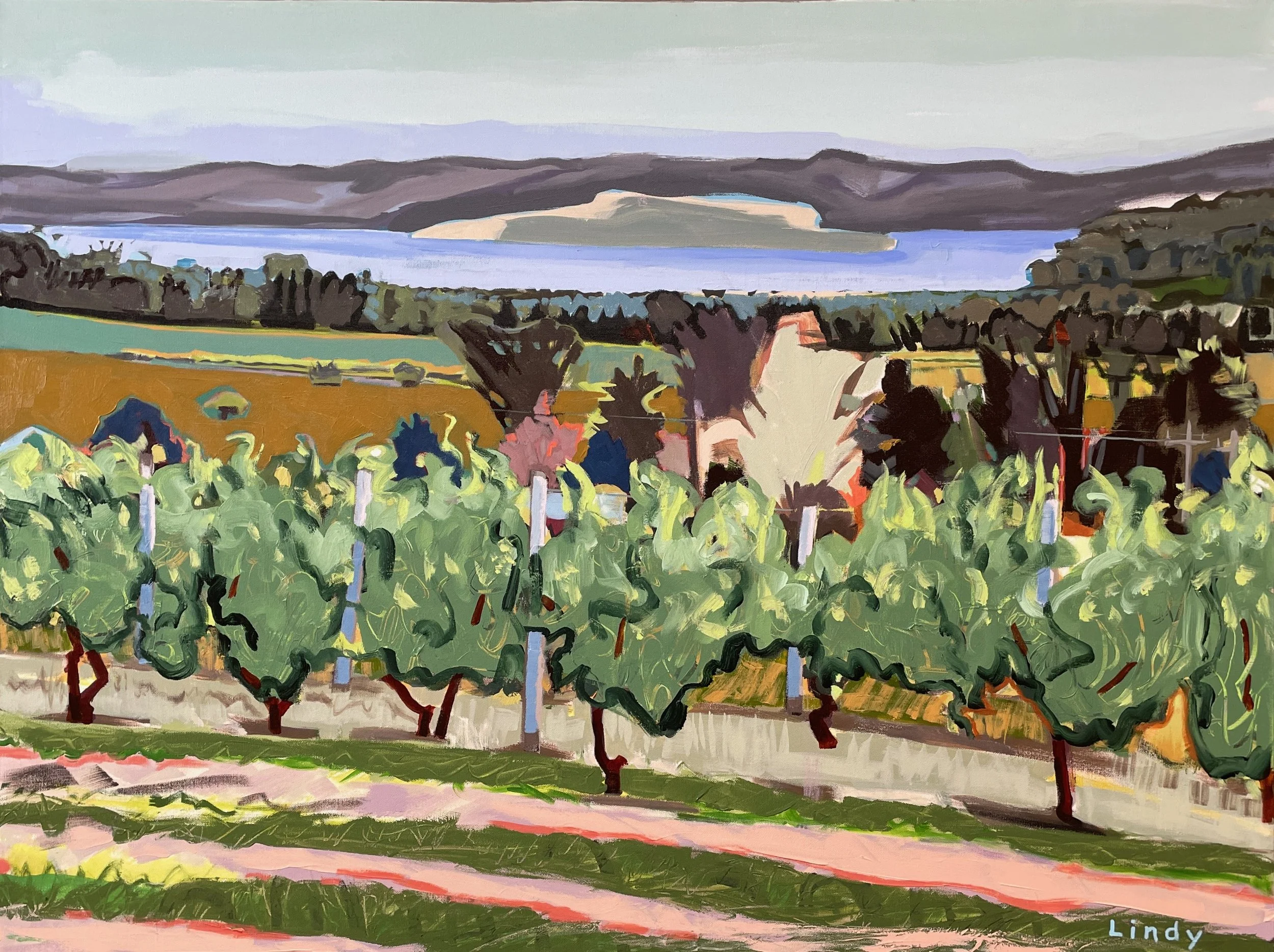 HERE'S TO THE GOOD TIMES, 36x48x1.5, acrylic on canvas, $2,900.