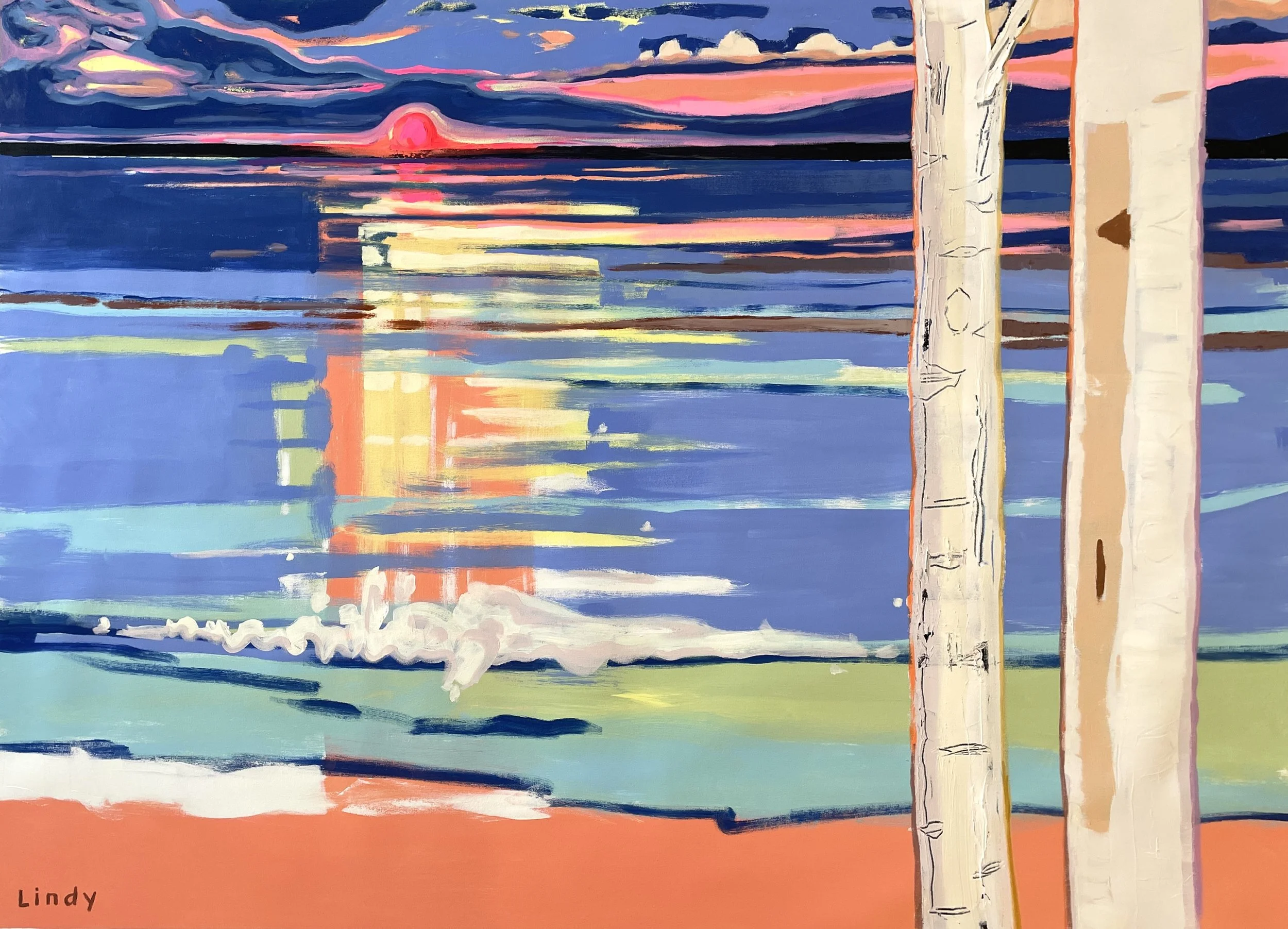 BIRCH DREAMS-41x57, acrylic on canvas, $3500.