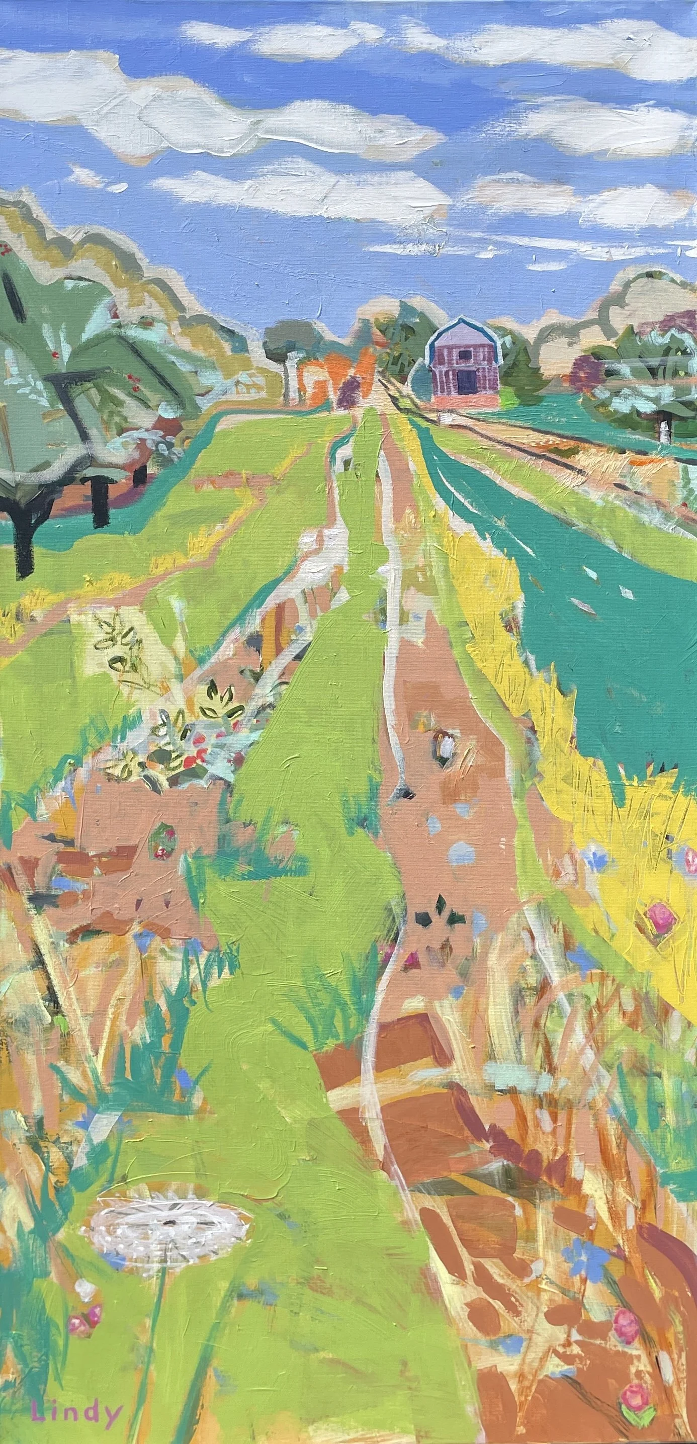 RETIREMENT - 48x24x1.25, acrylic on canvas, $1,600. 