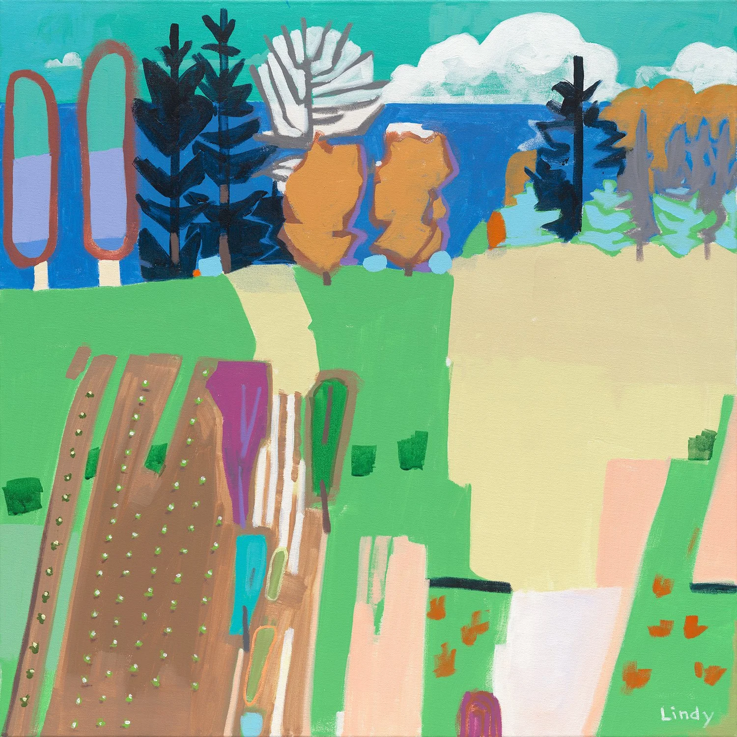 MEET ME UP NORTH 2 - 36x36x1.5, acrylic on canvas, $2,100.