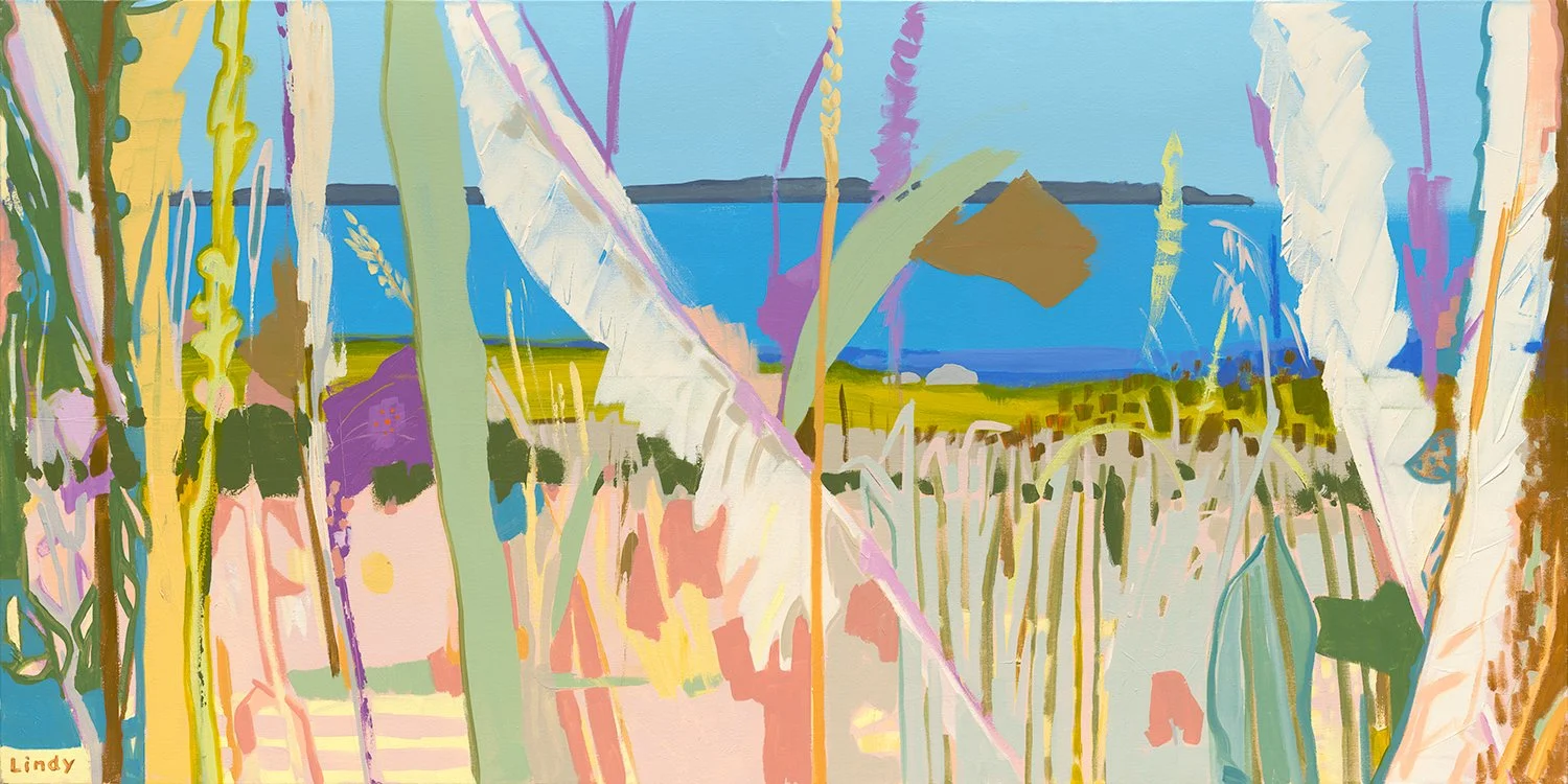 BEACH FORT - 36x72x1.25, acrylic on canvas, $4,200.