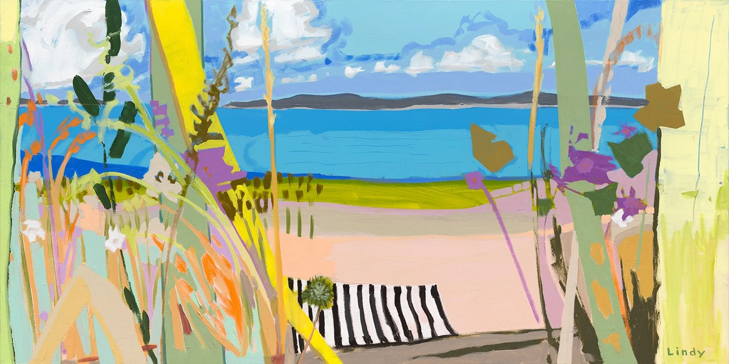 BEACH FORT 2 - 36"x72"x1.25", acrylic on canvas, $4,200.