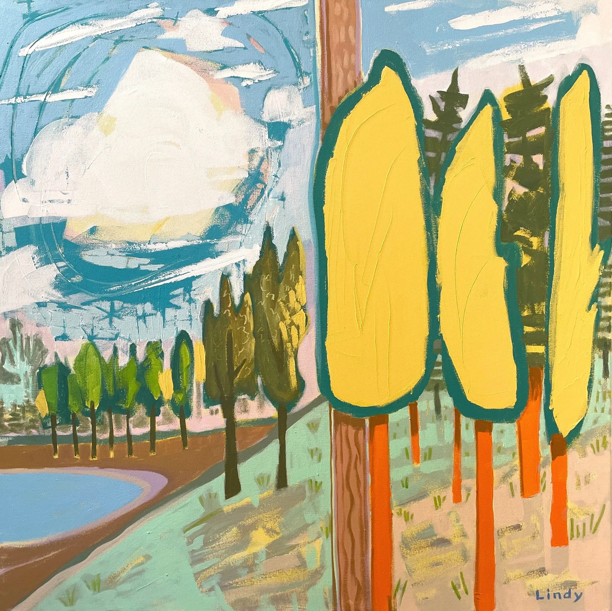 MODERN CHEMISTRY- 36X36X1.25, acrylic on canvas, $1,750.