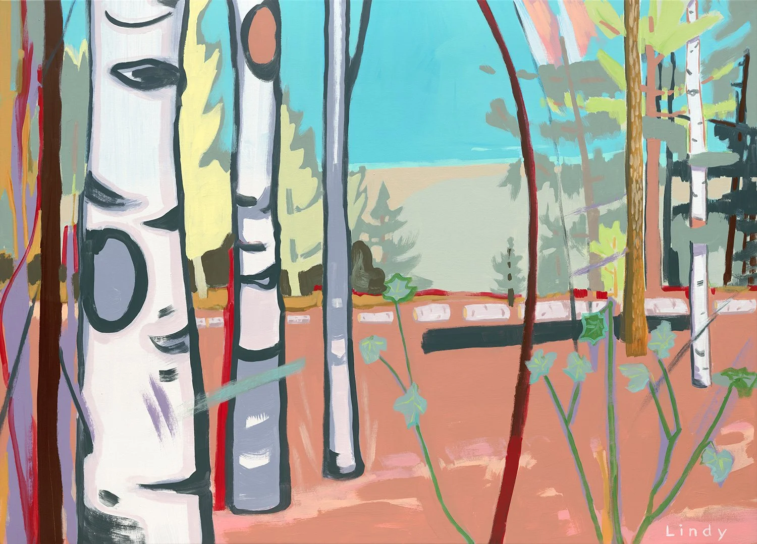 OLD MISSION BLUFF - 41"X57", acrylic on unstretched canvas, $3,500.