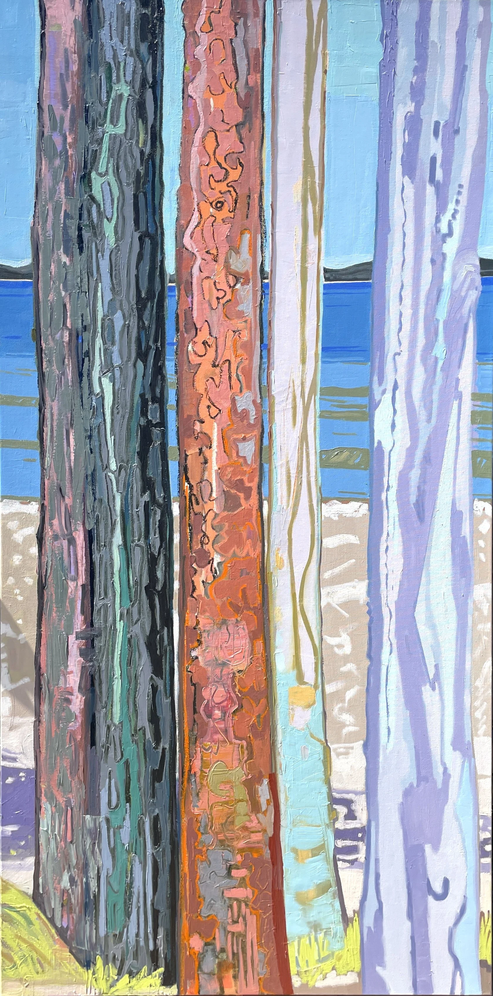 GETTING MY SWIMSUIT ON - 72X36X1.25, oil on canvas, $4200.