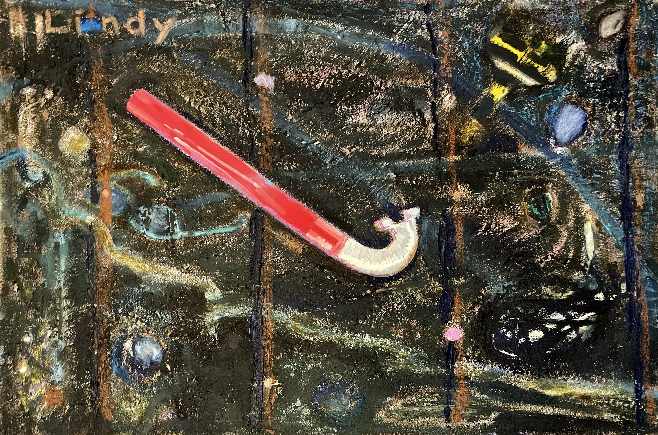 LOST SNORKEL- 24x36x1.5, acrylic, oil and sand, $1200.