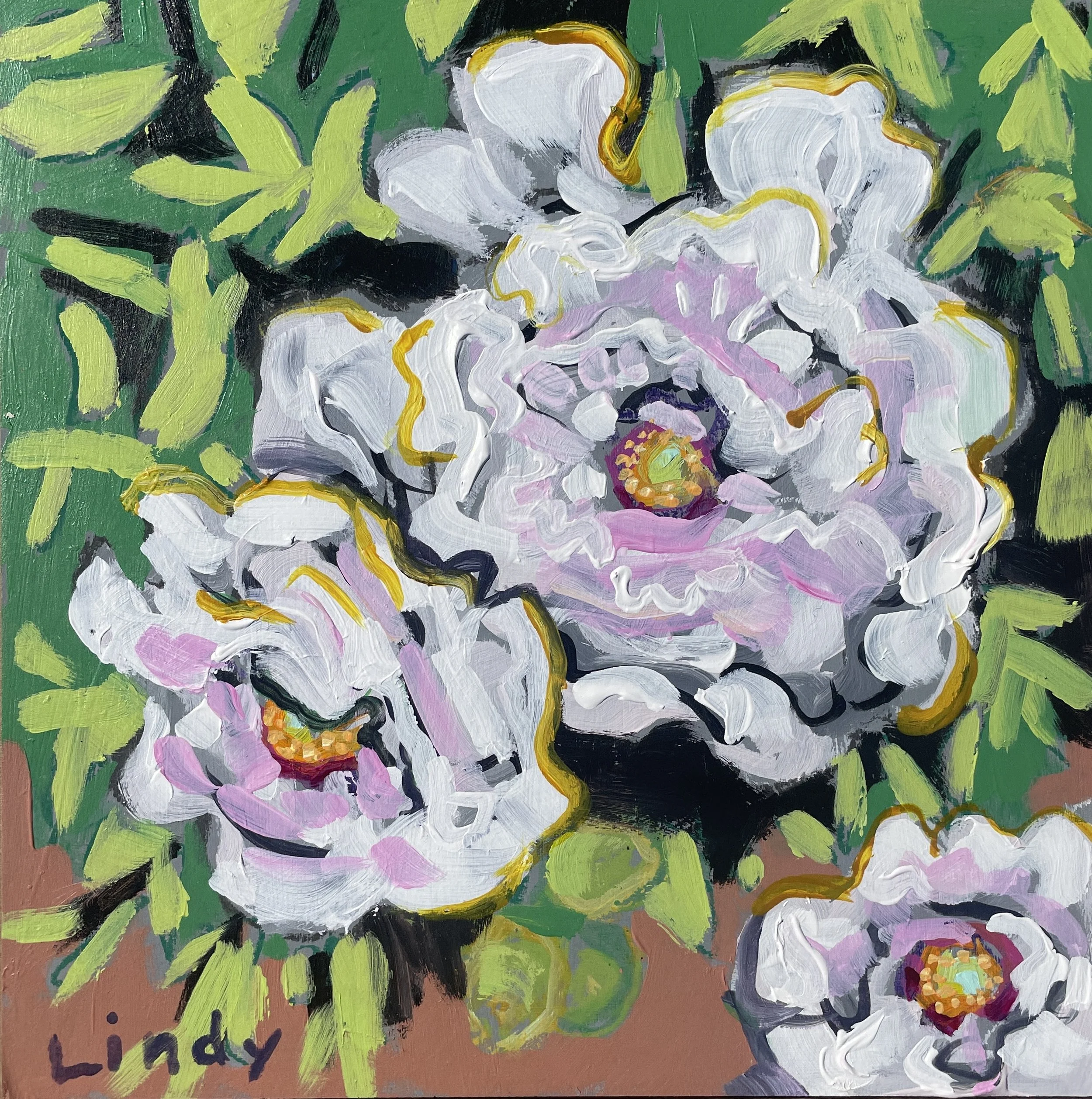 White Hydrangeas - 8X8X1, acrylic on birchbox, $200. 