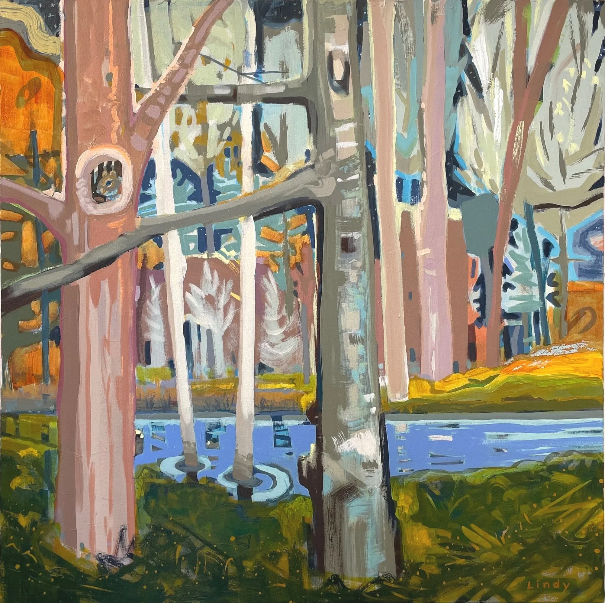 Moonlight on Ptobego Pond - 36X36X1.25, $2,100.