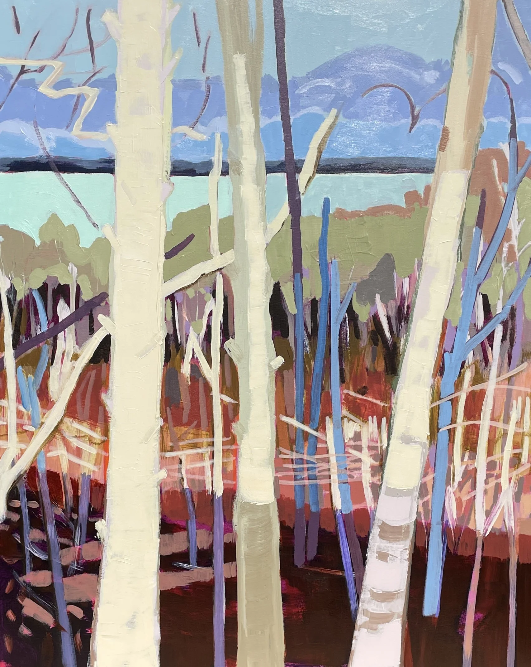 Woodland Swale 1 - 30X24X1.5, Acrylic on birch cradle, 