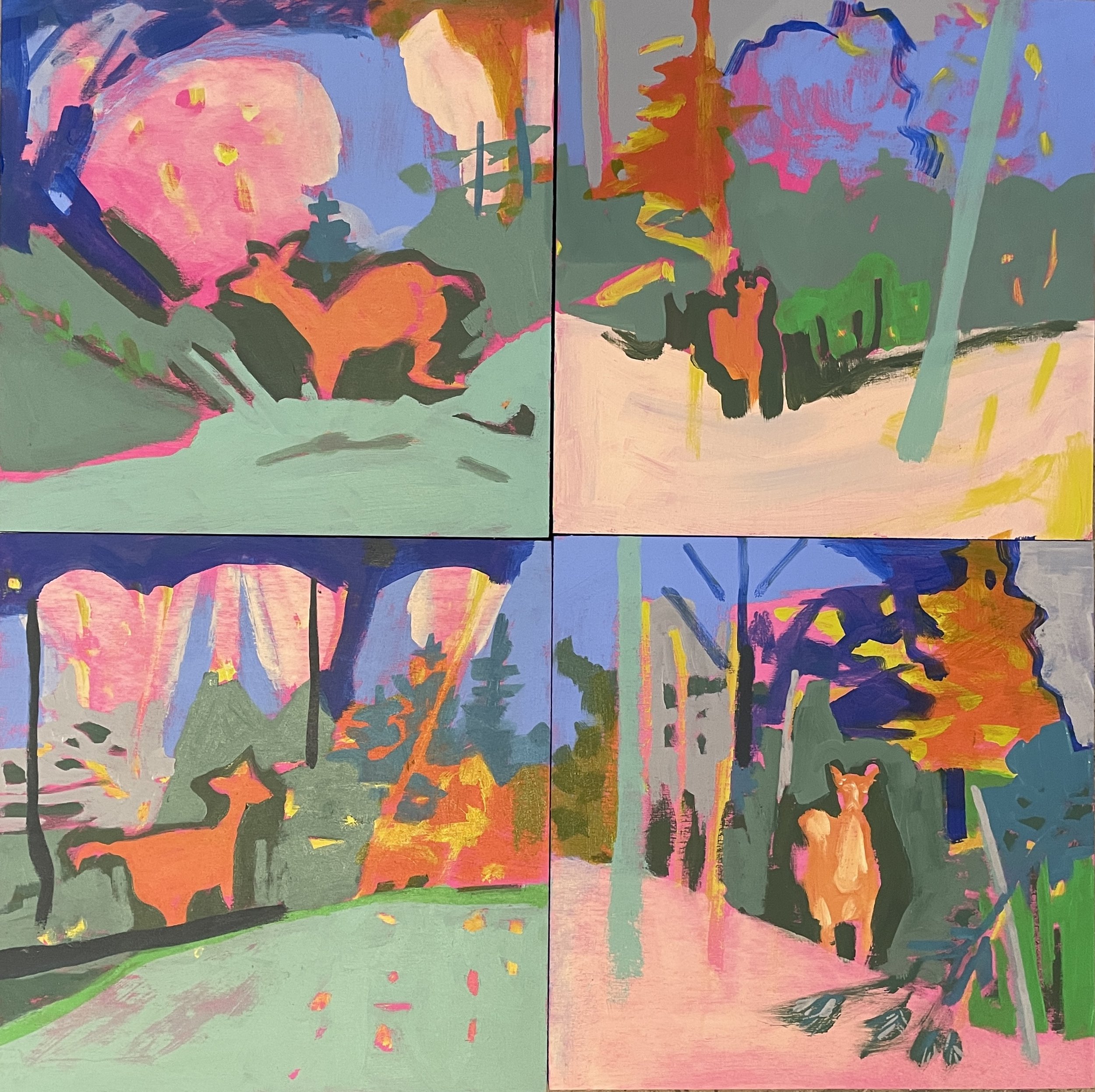 Go Slow - 24X24 (quad), acrylic on canvas, $1200.