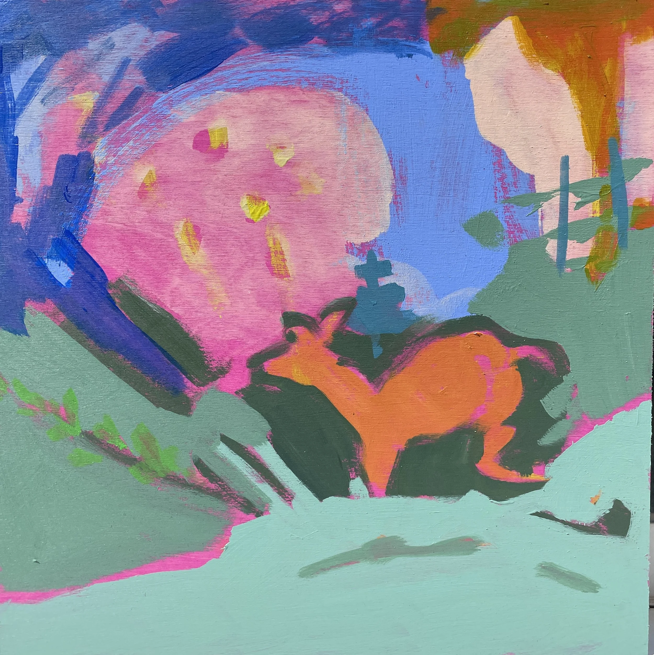 Go Slow 2 - 12X12X1.25. Acrylic on wood cradle.