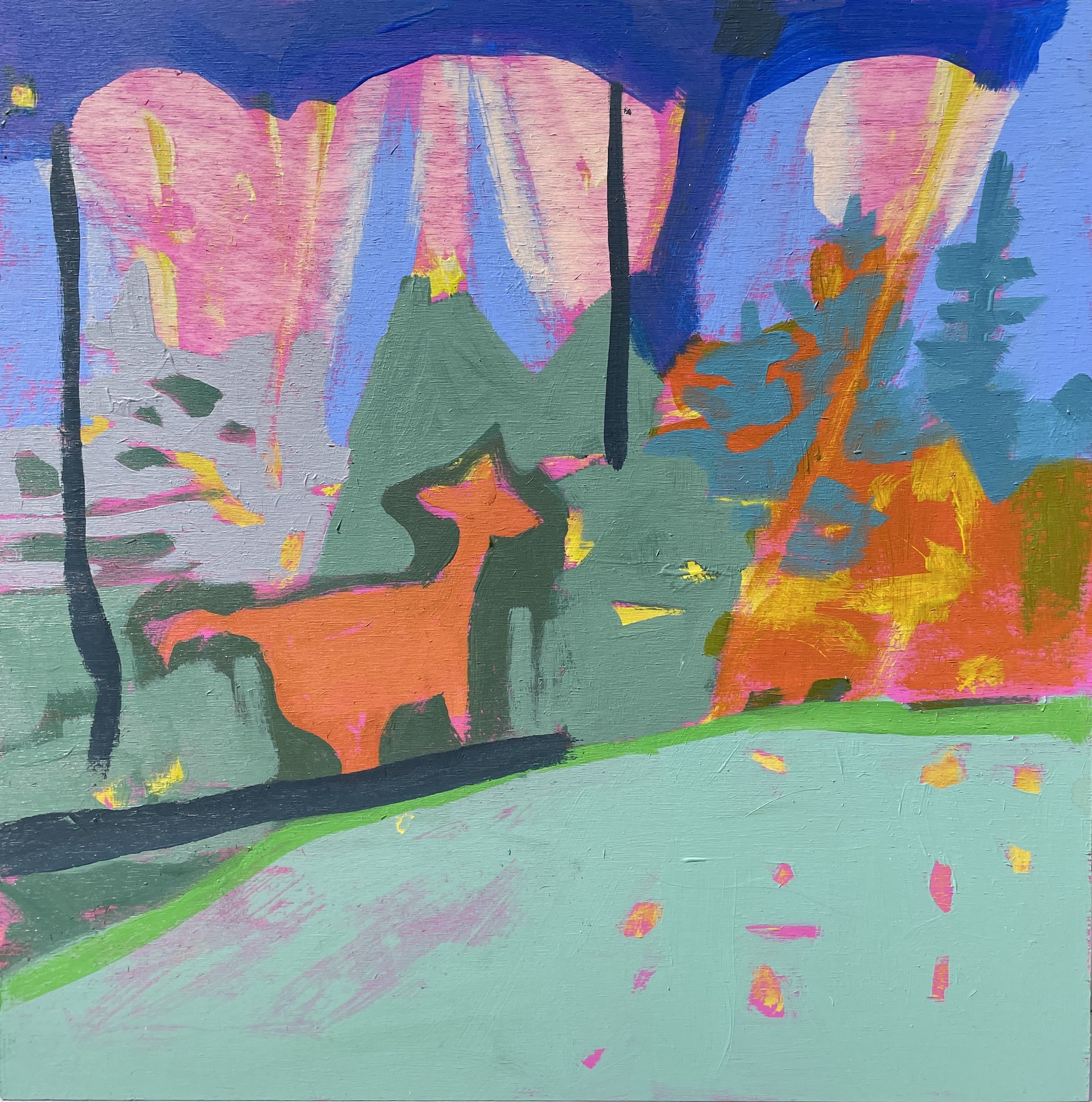 Go Slow 4 - 12X12X1.25, acrylic on wood cradle, $325.
