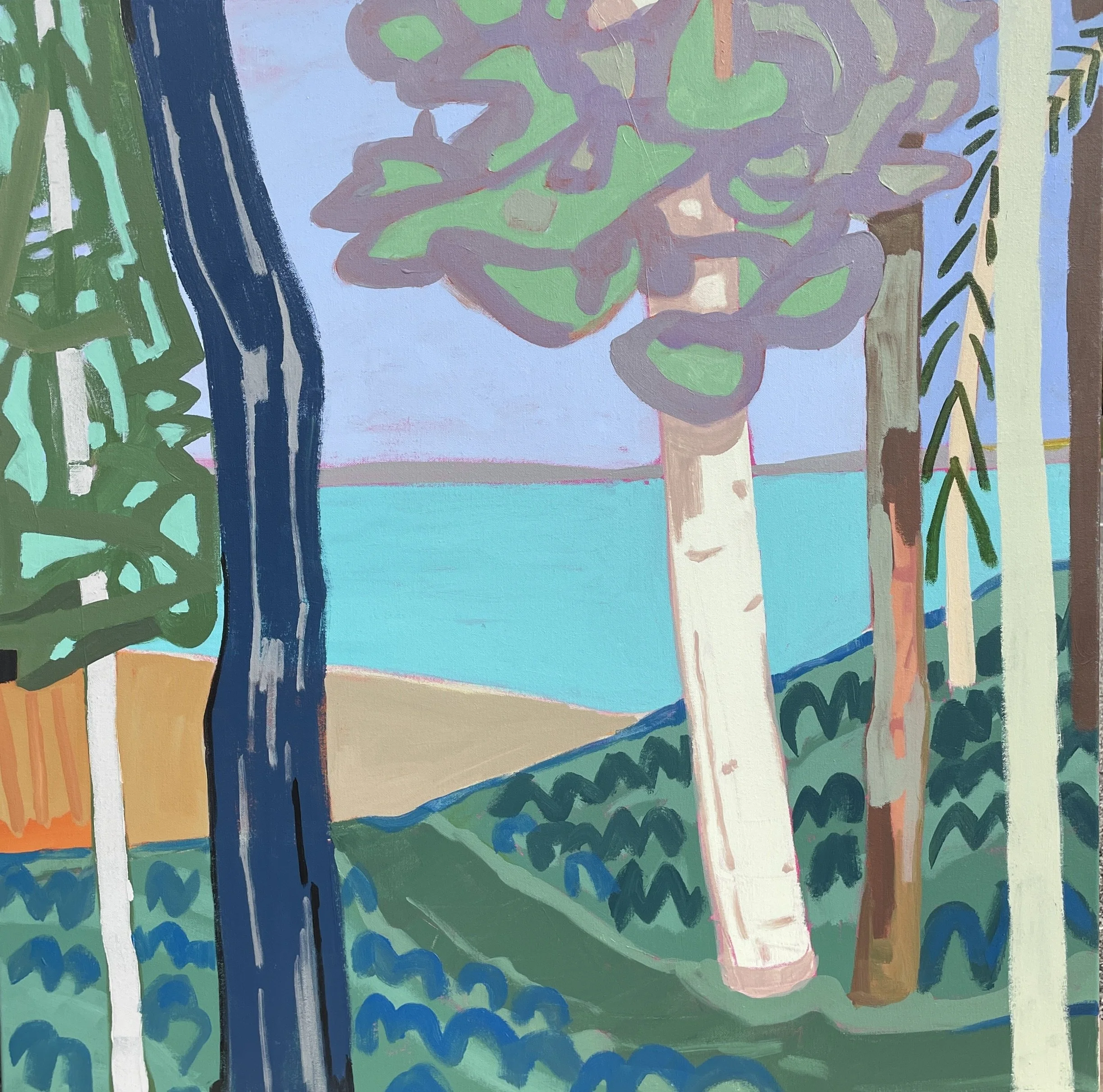 Out On The Deck, 36X36, acrylic on canvas, $2,100.