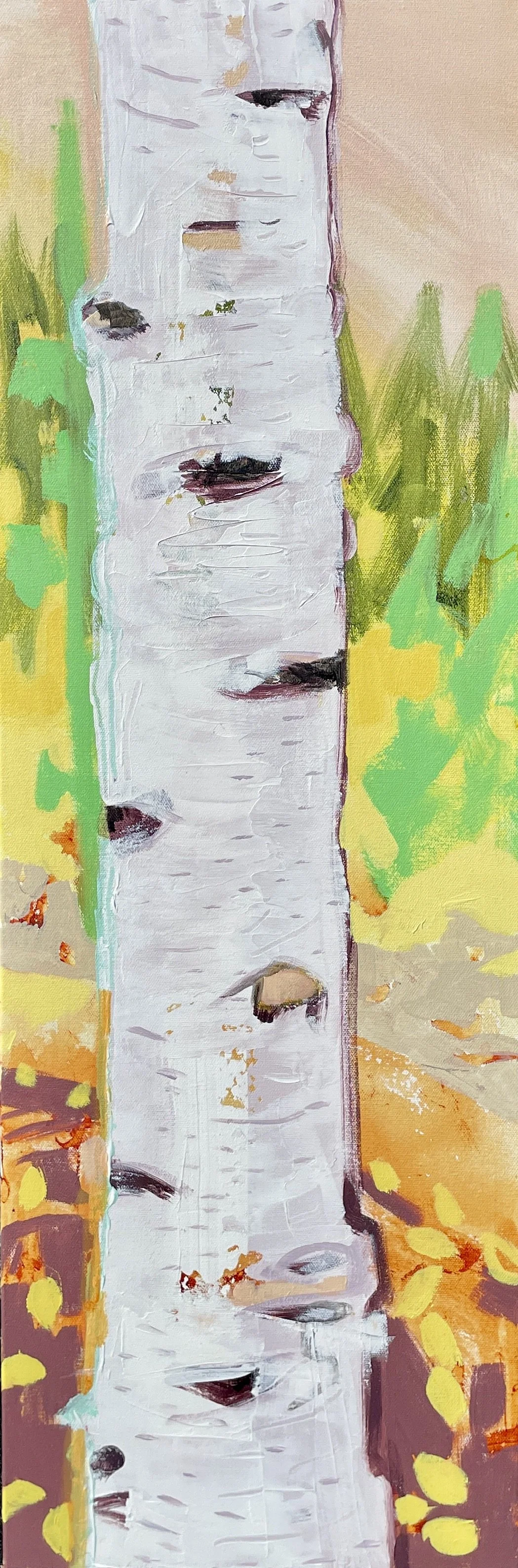 Birch 1 - 36X12X1.5, acrylic on canvas, $650