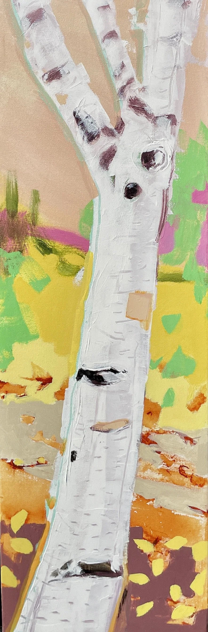 Birch 2 - 36X12X1.5, acrylic on canvas, $650