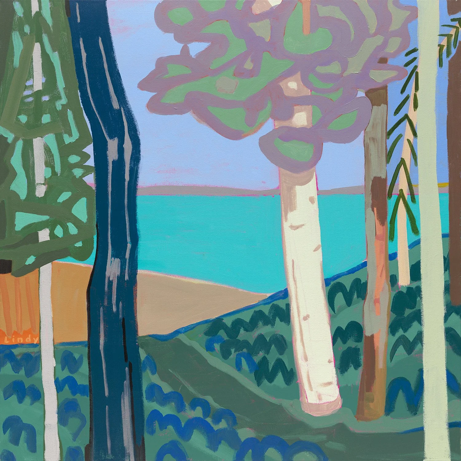 Out On The Deck, 36X36, acrylic on canvas, $2,100. 